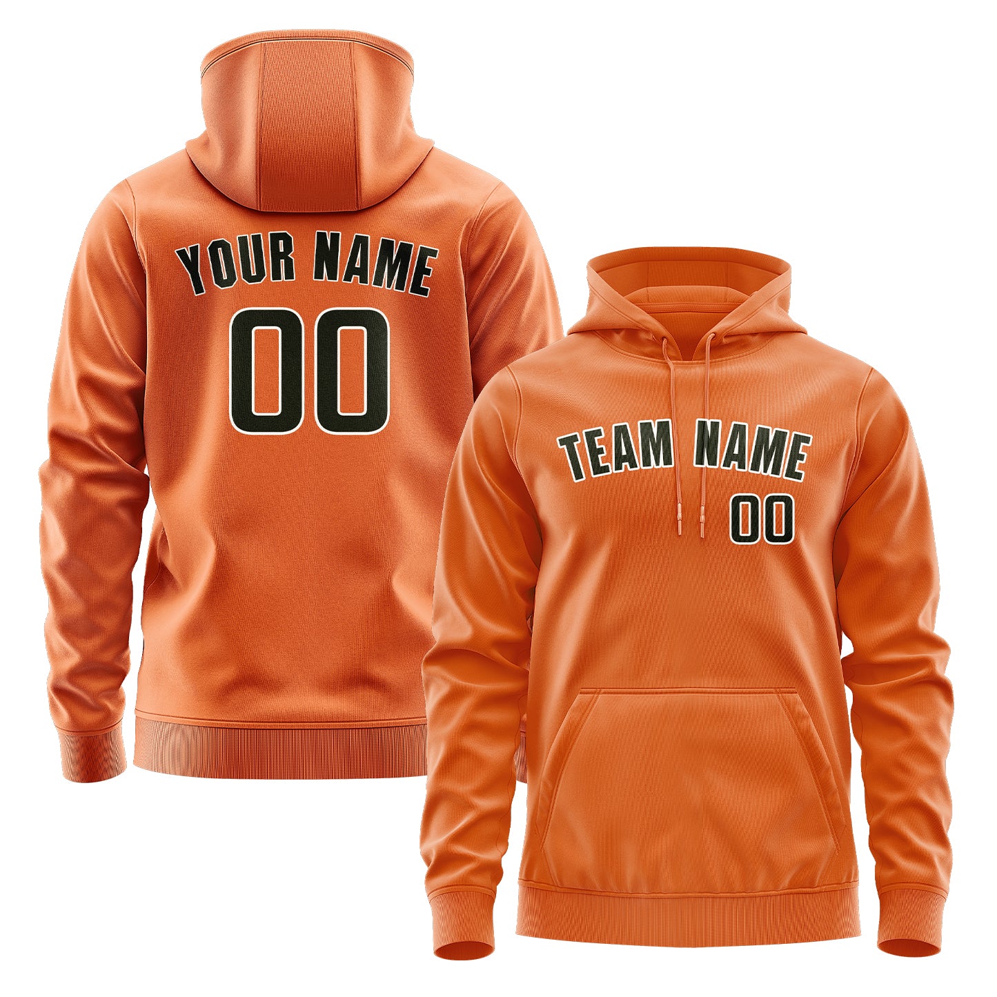 Maßgeschneidertes Orange Dunkles Oliv Hoodie