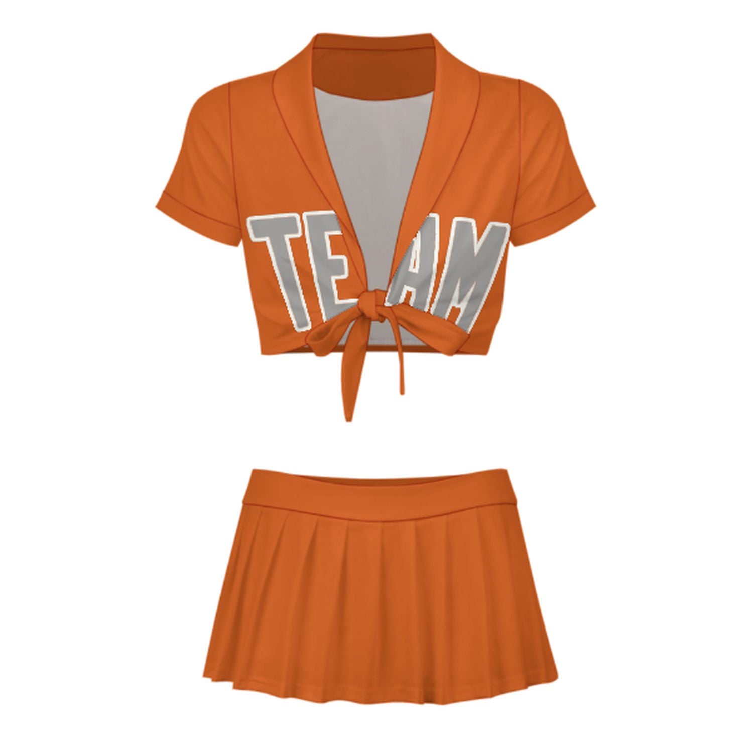 Maßgeschneidertes Orange Grau Cheerleader Outfit Set