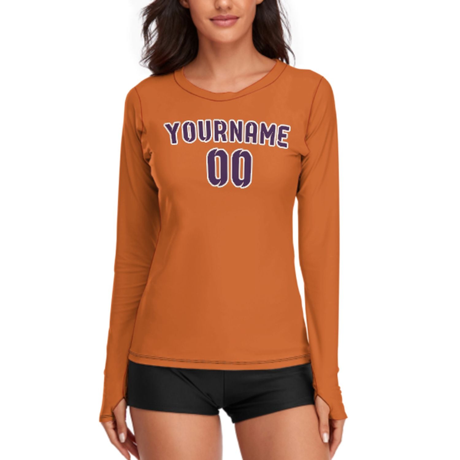 Maßgeschneidertes Orange Lila Damen Langarmshirt