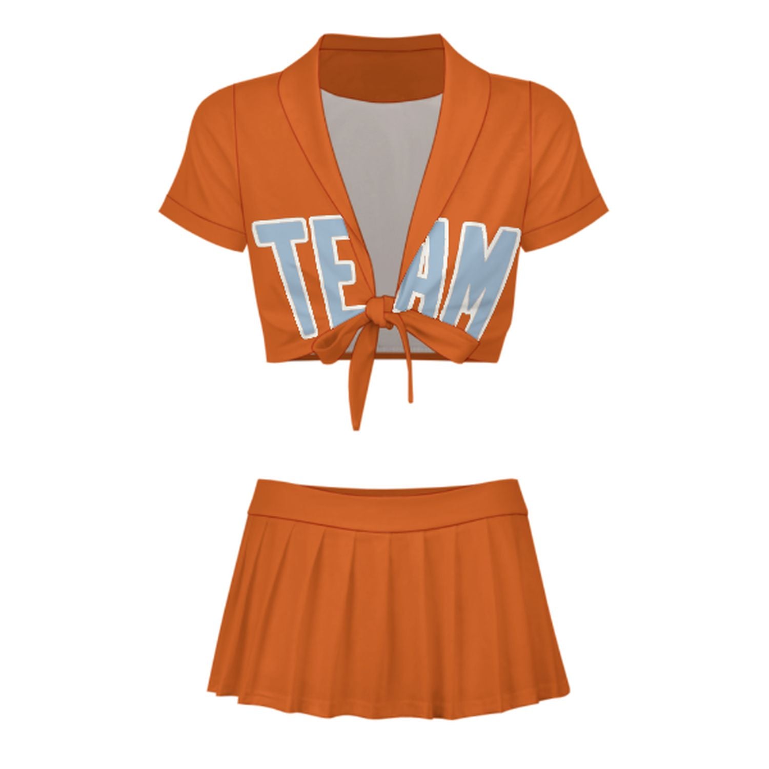 Maßgeschneidertes Orange Hellblau Cheerleader Outfit Set