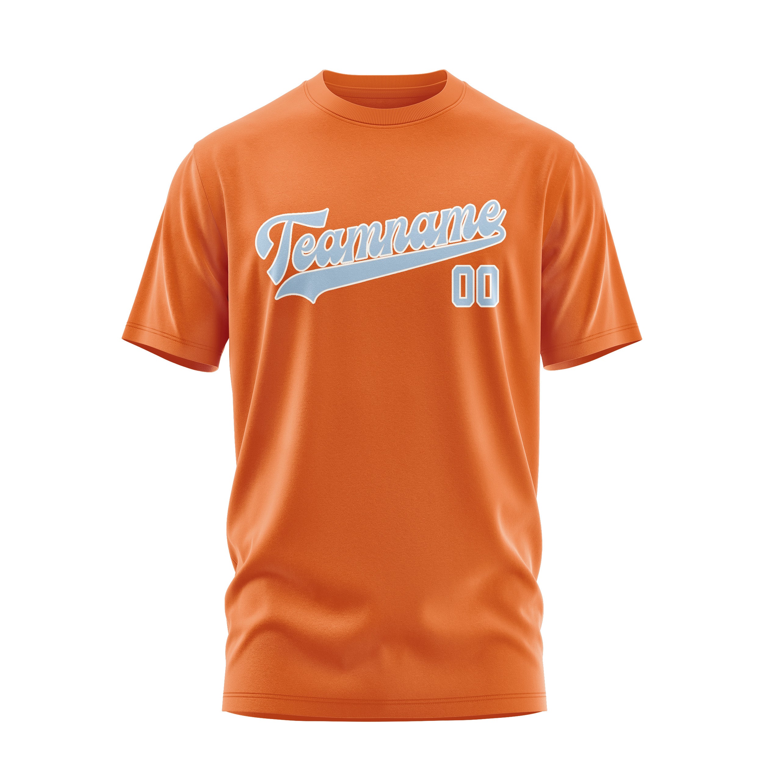 Maßgeschneidertes Orange Hellblau T-Shirt