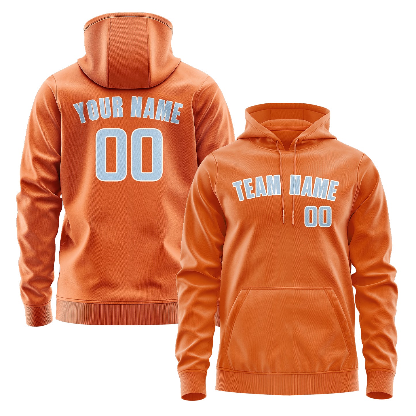 Maßgeschneidertes Orange Hellblau Hoodie