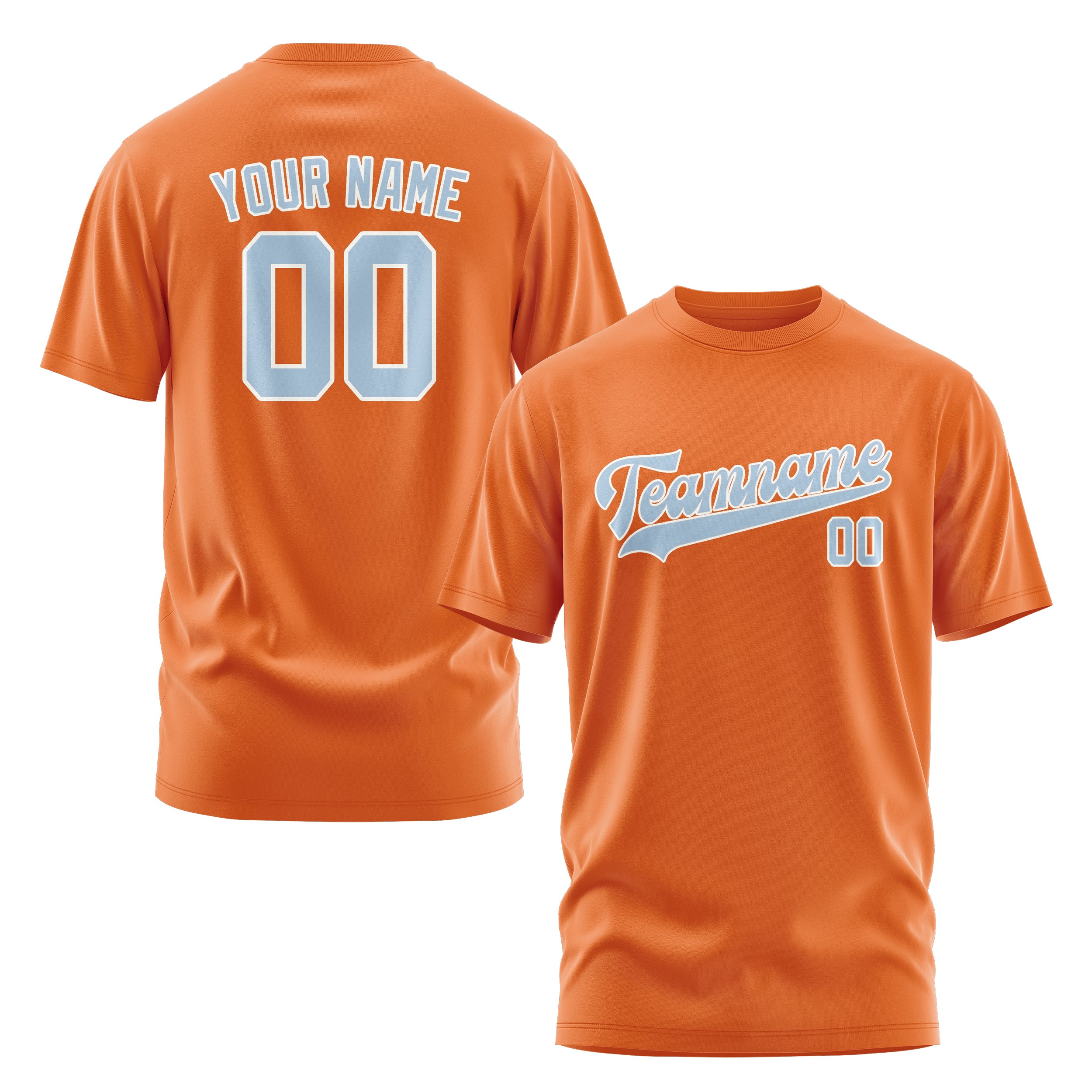 Maßgeschneidertes Orange Hellblau T-Shirt