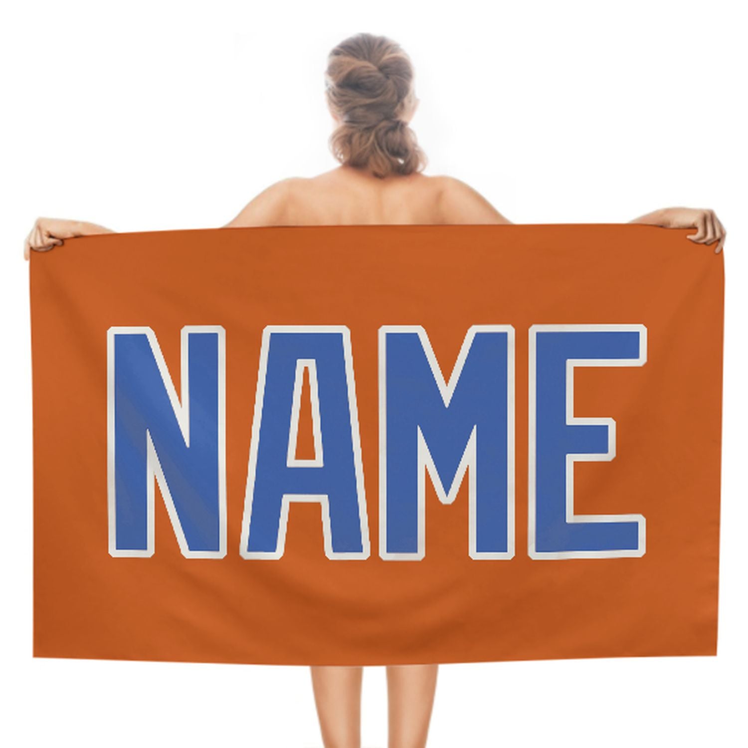 Maßgeschneidertes Orange Himmelblau Strandtuch
