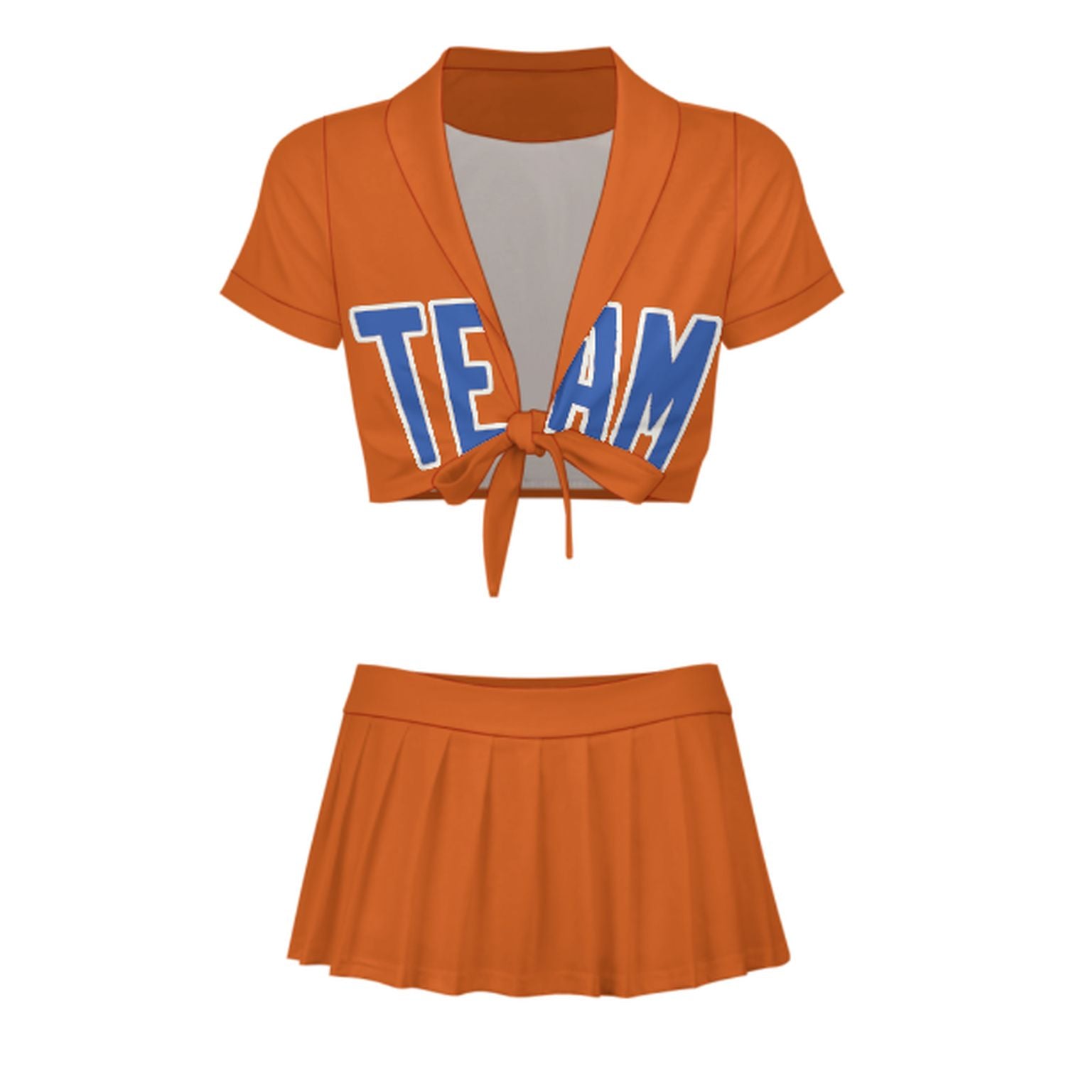 Maßgeschneidertes Orange Himmelblau Cheerleader Outfit Set