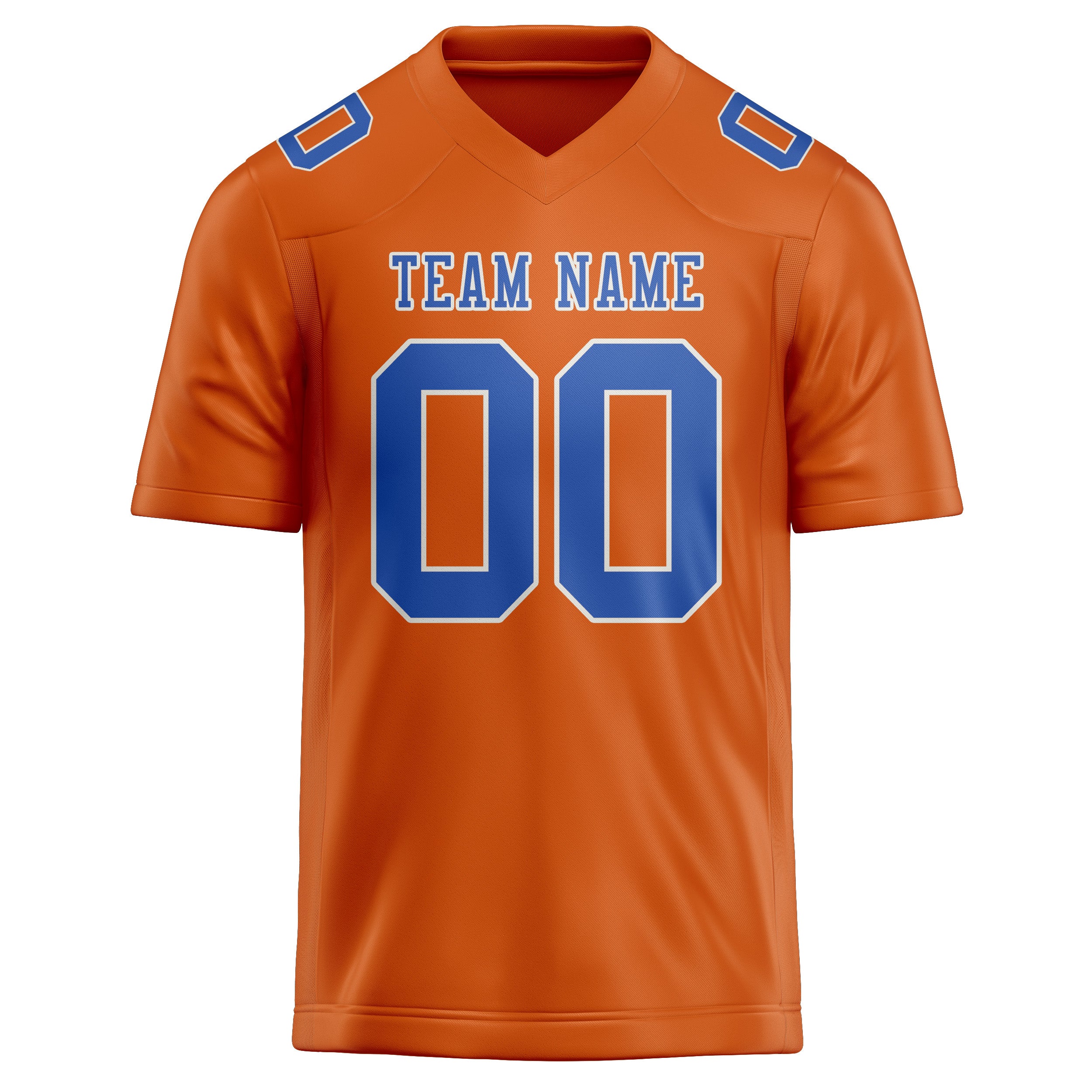 Maglia da rugby arancione e blu cielo personalizzata