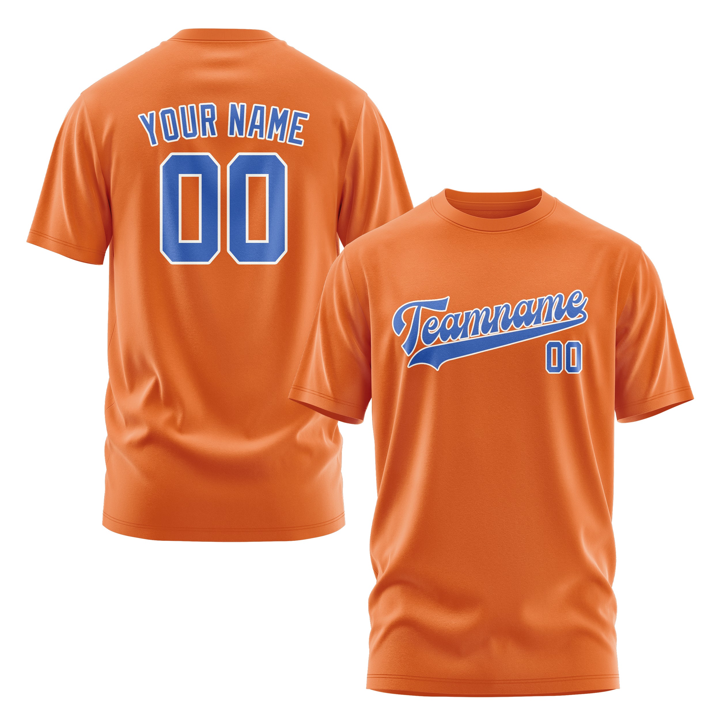 Maßgeschneidertes Orange Himmelblau T-Shirt