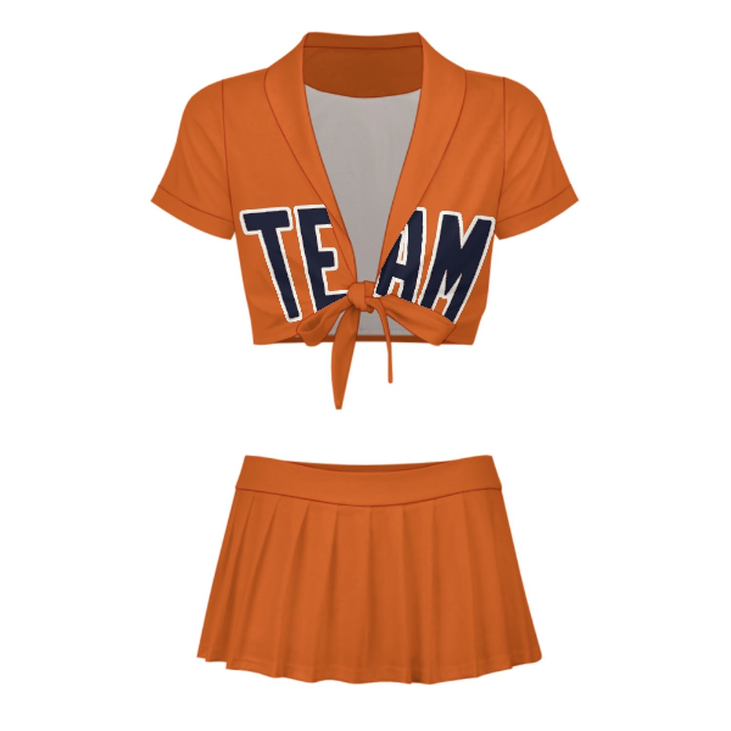 Maßgeschneidertes Orange Stahlblau Cheerleader Outfit Set