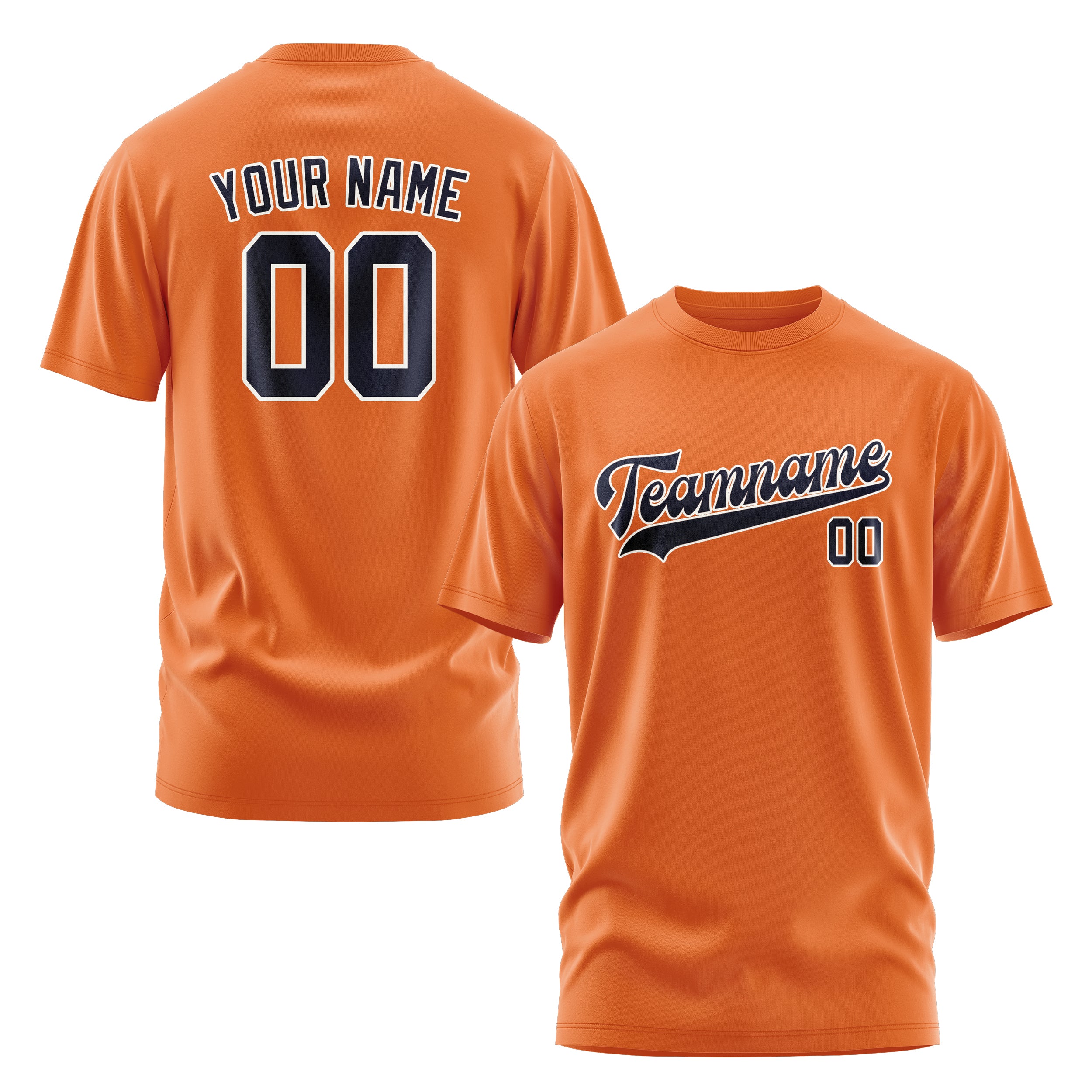 Maßgeschneidertes Orange Stahlblau T-Shirt