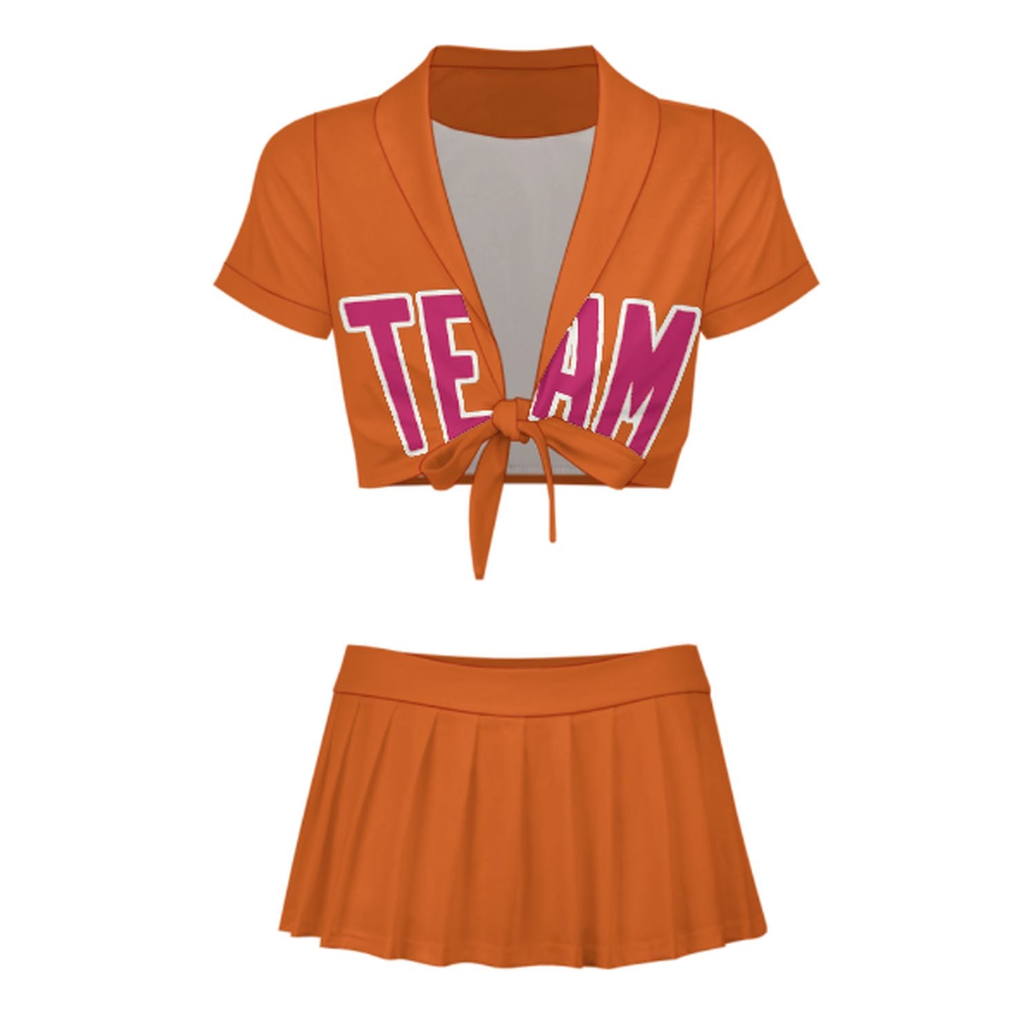 Maßgeschneidertes Orange Rosarot Cheerleader Outfit Set