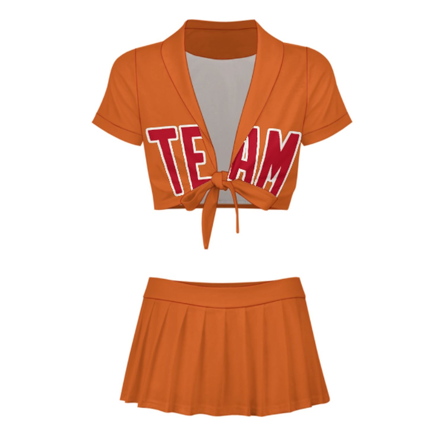 Maßgeschneidertes Orange Rot Cheerleader Outfit Set