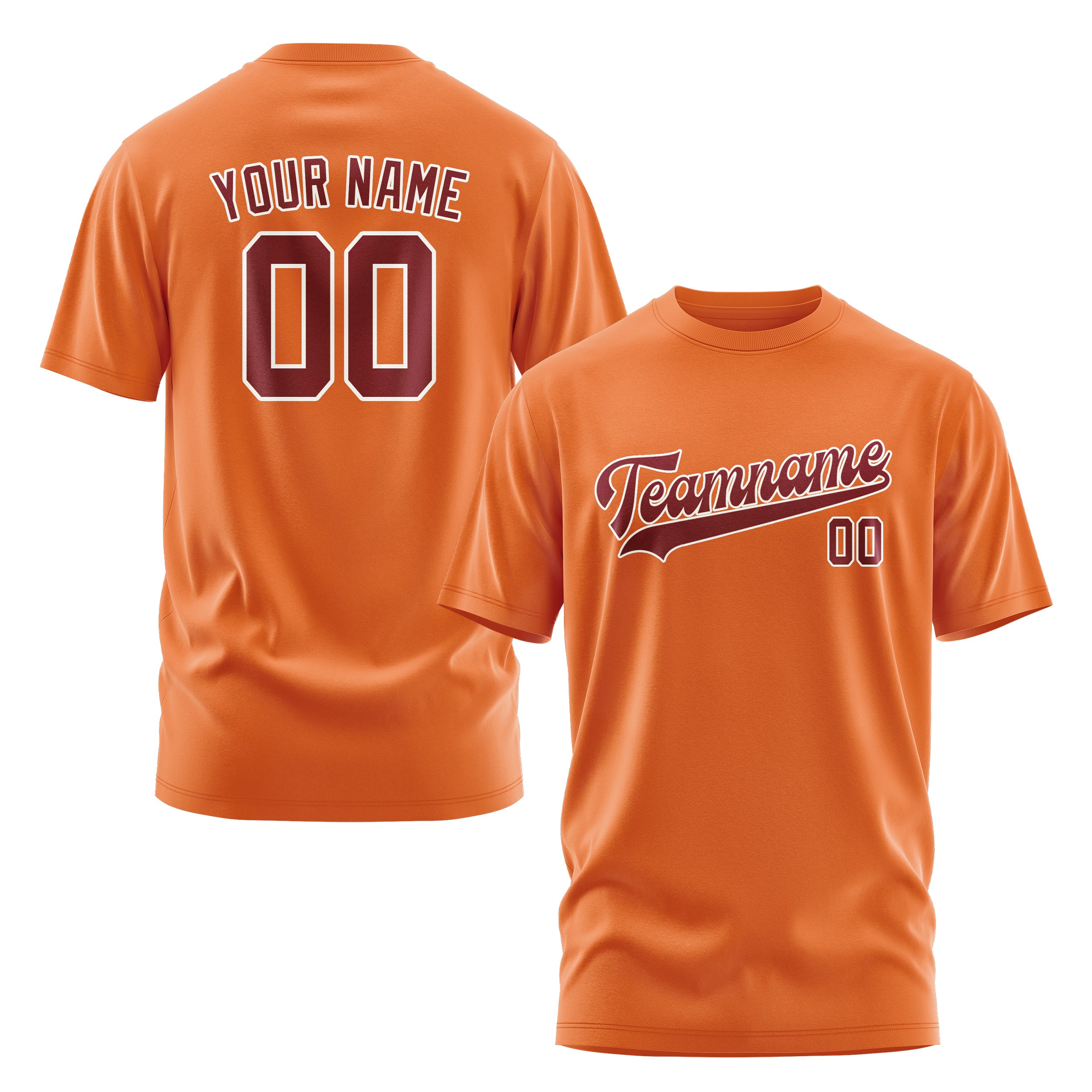 Maßgeschneidertes Orange Karmesinrot T-Shirt