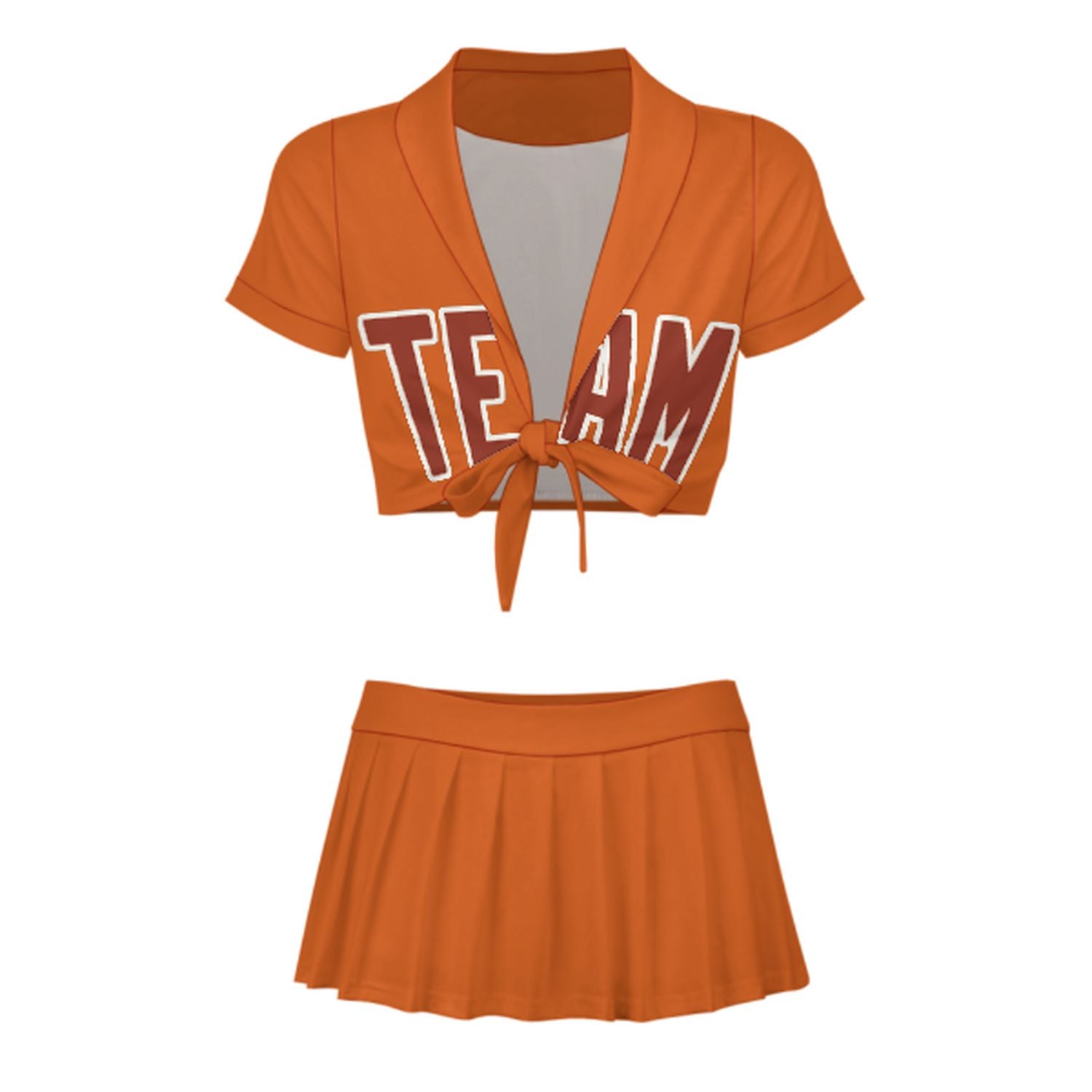 Maßgeschneidertes Orange Korallenrot Cheerleader Outfit Set