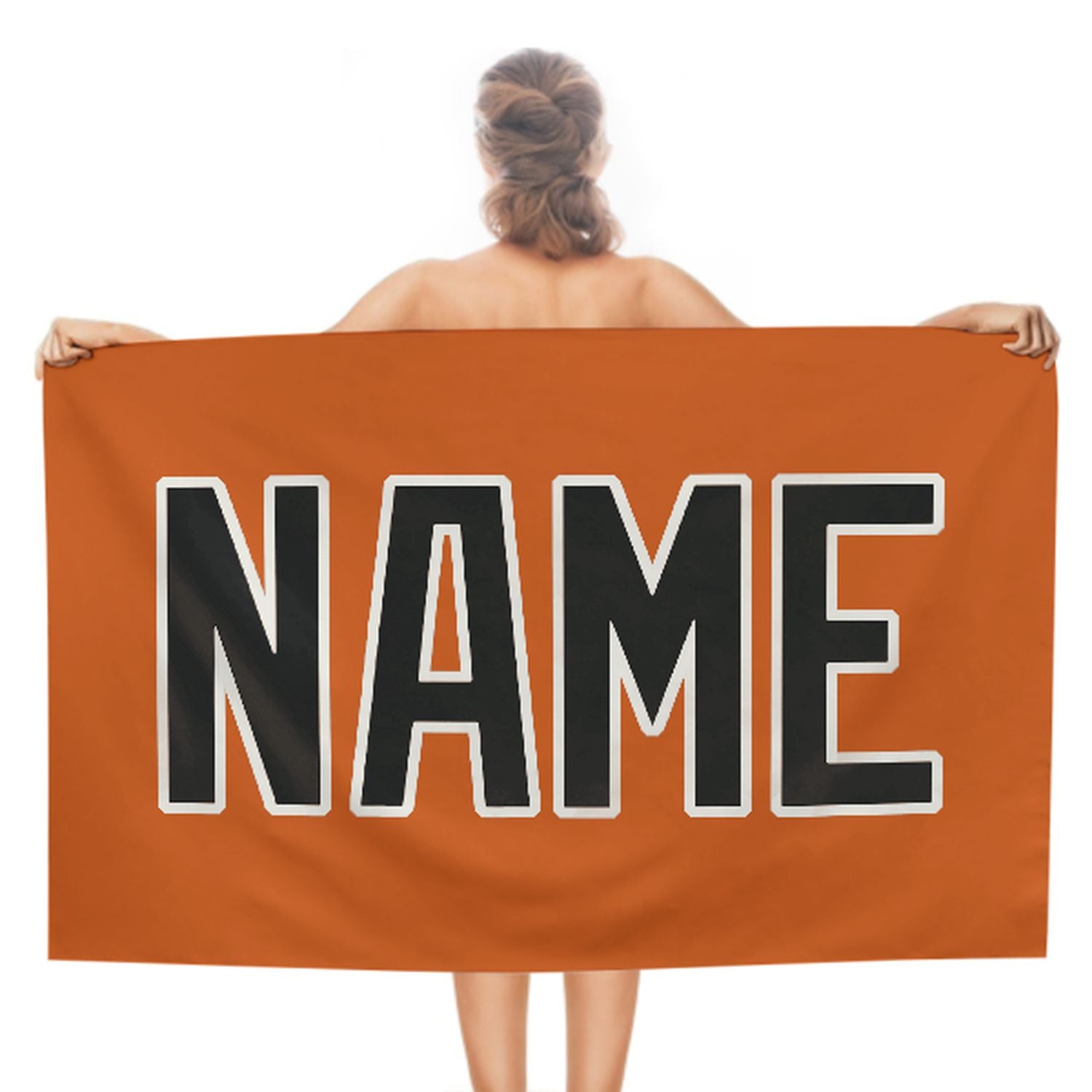 Maßgeschneidertes Orange Schwarz Strandtuch