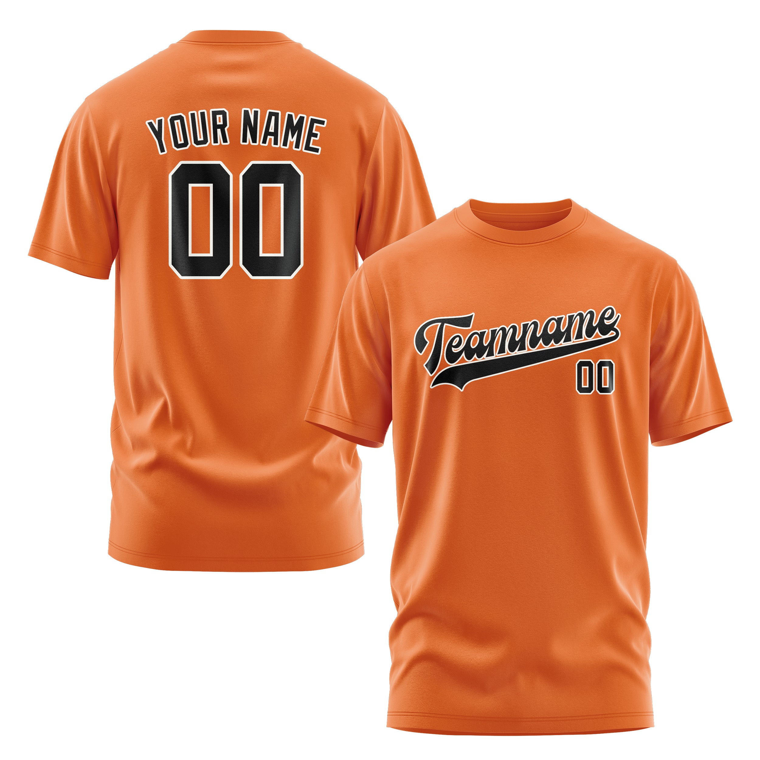 Maßgeschneidertes Orange Schwarz T-Shirt