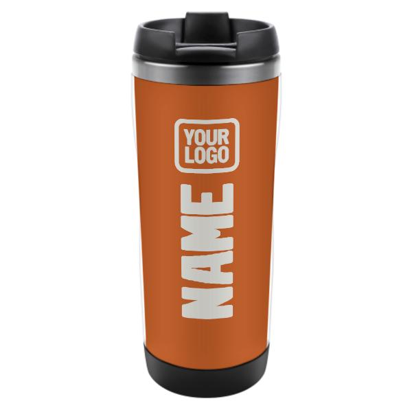 Maßgeschneidertes Orange Weiß Edelstahlbecher