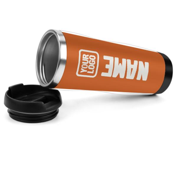 Maßgeschneidertes Orange Weiß Edelstahlbecher