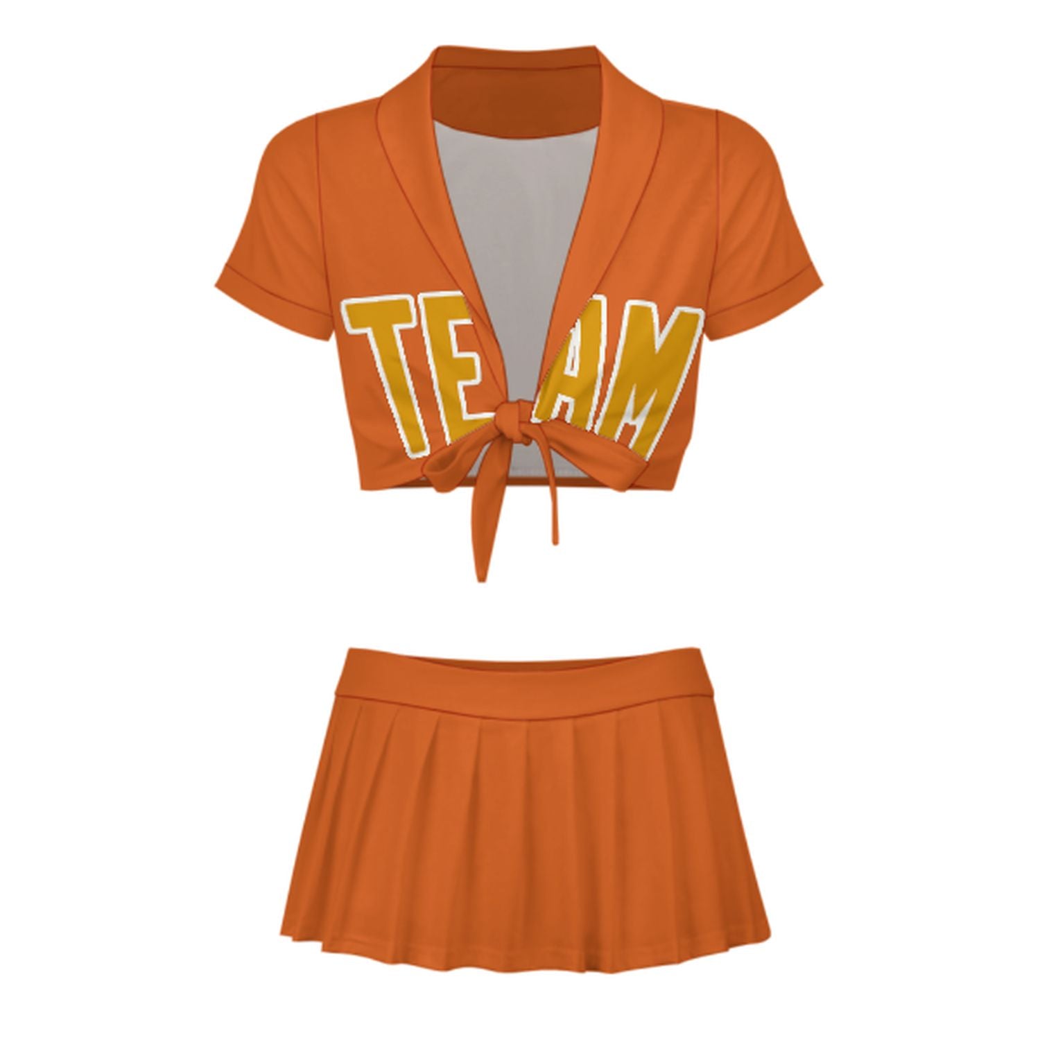 Maßgeschneidertes Orange Gelb Cheerleader Outfit Set