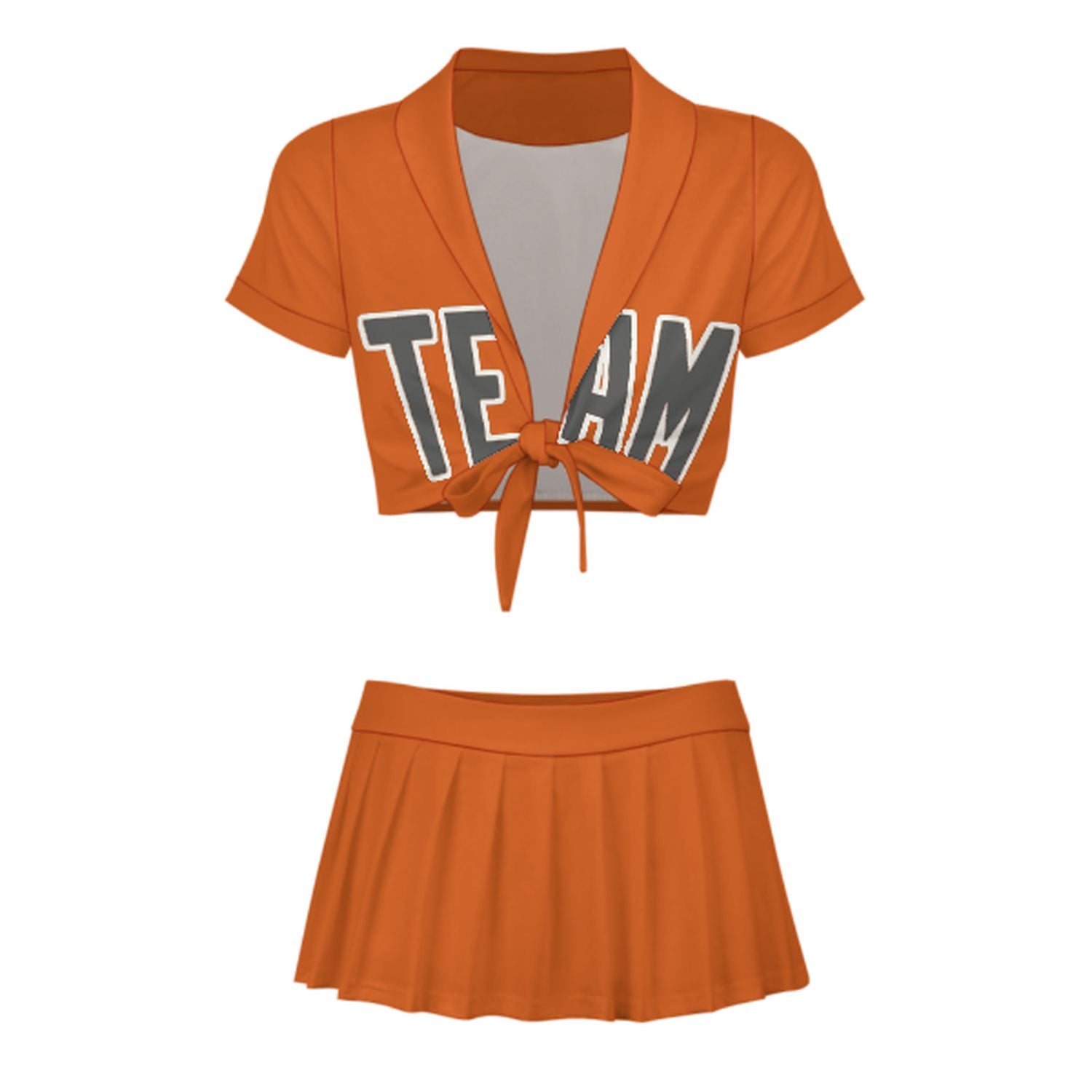 Maßgeschneidertes Orange Dunkelgrau Cheerleader Outfit Set
