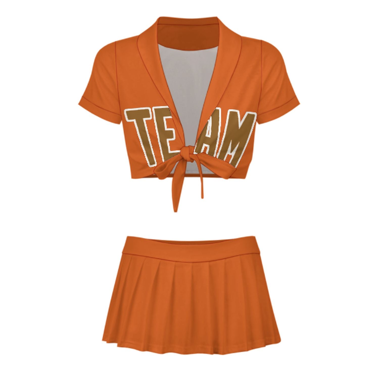 Maßgeschneidertes Orange Khaki Cheerleader Outfit Set