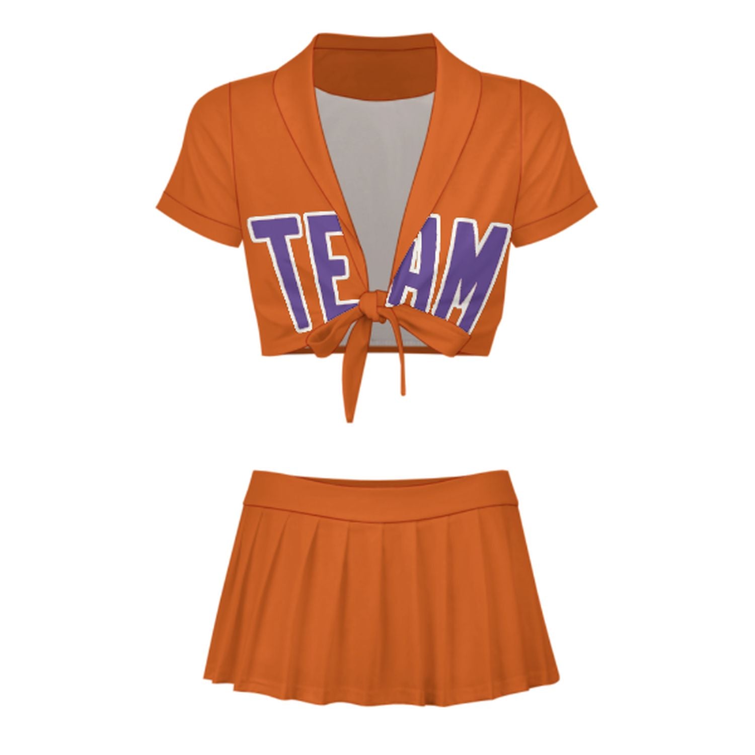 Maßgeschneidertes Orange Lavendel Cheerleader Outfit Set