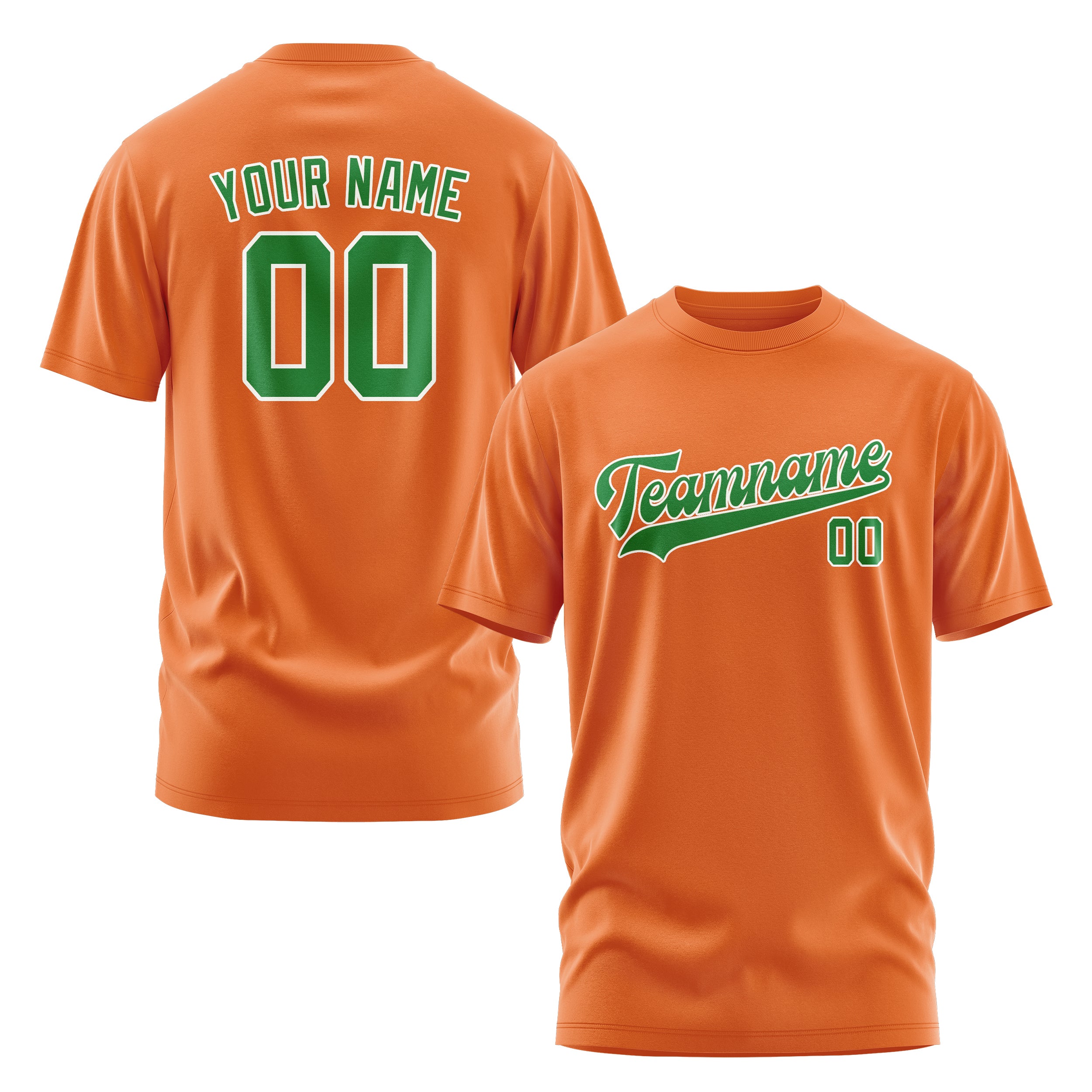 Maßgeschneidertes Orange Smaragdgrün T-Shirt