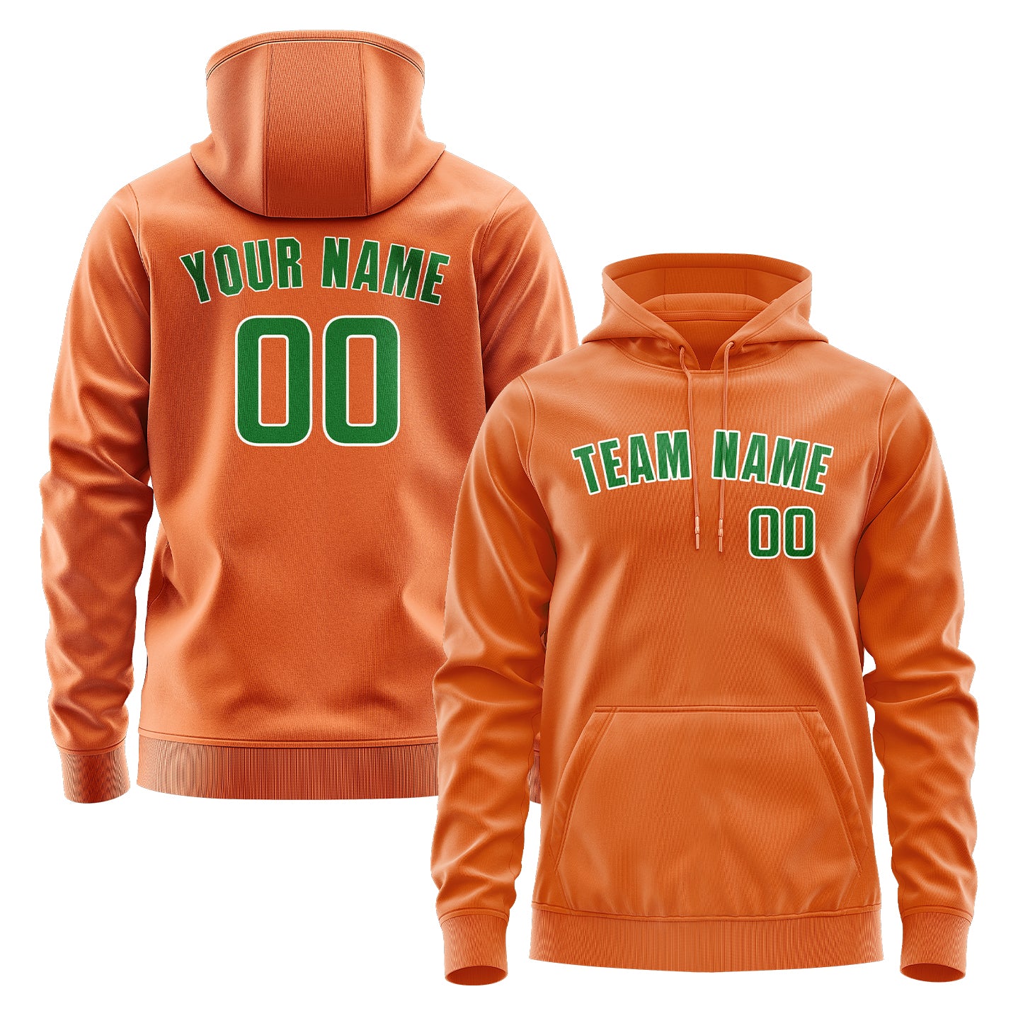Maßgeschneidertes Orange Smaragdgrün Hoodie