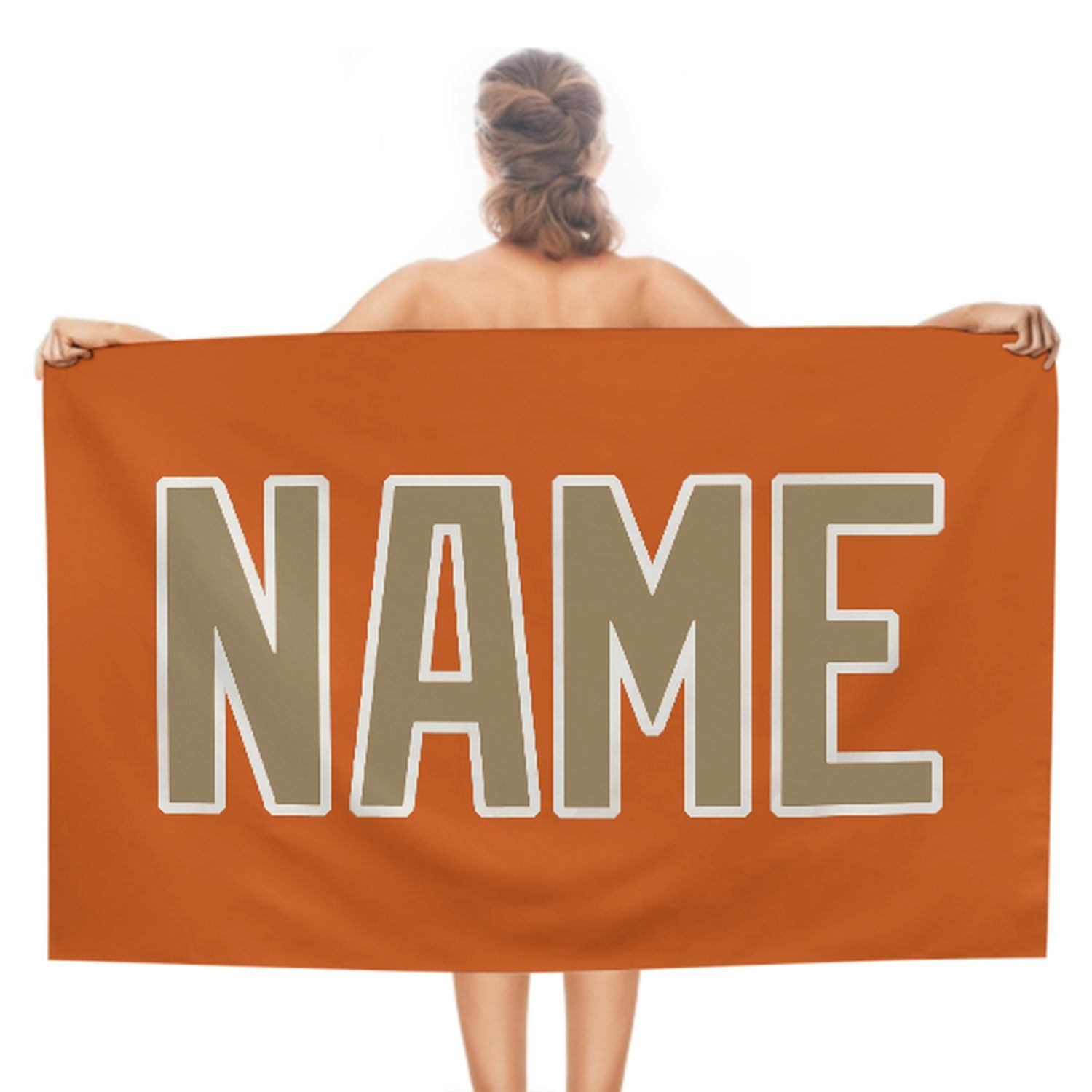 Maßgeschneidertes Orange Hellkhaki Strandtuch