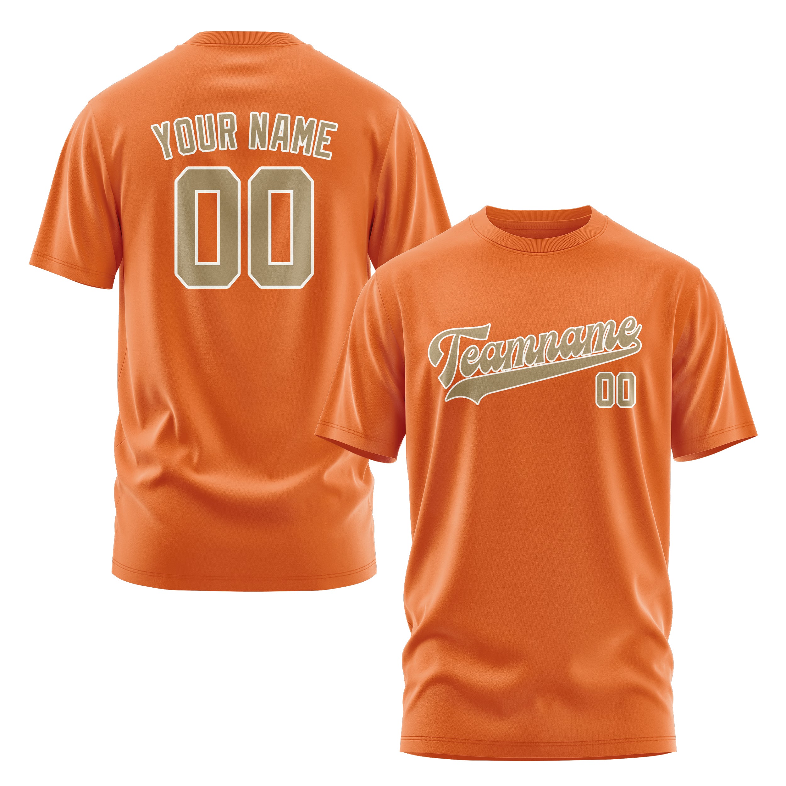 Maßgeschneidertes Orange Hellkhaki T-Shirt