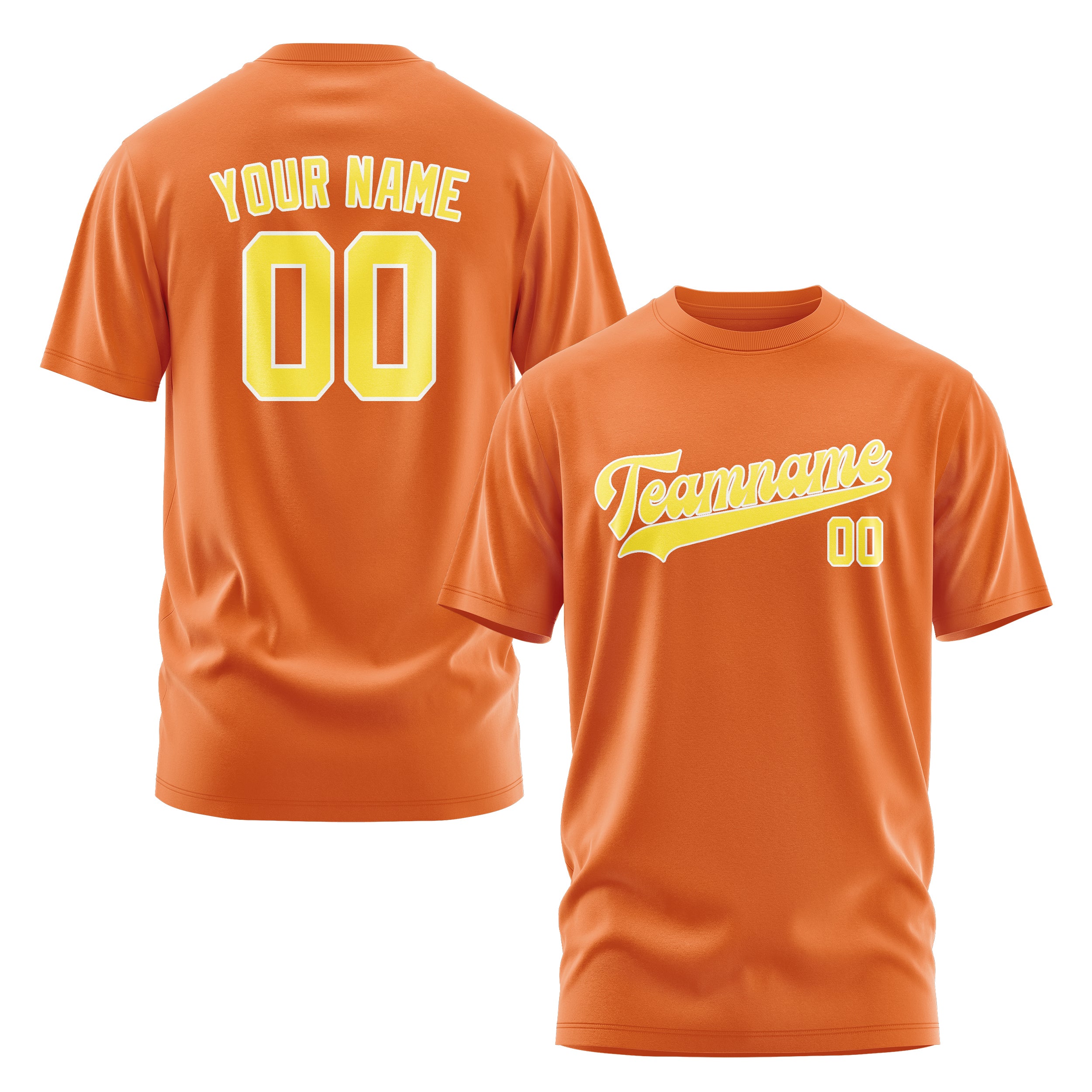 Maßgeschneidertes Orange Blassgelb T-Shirt
