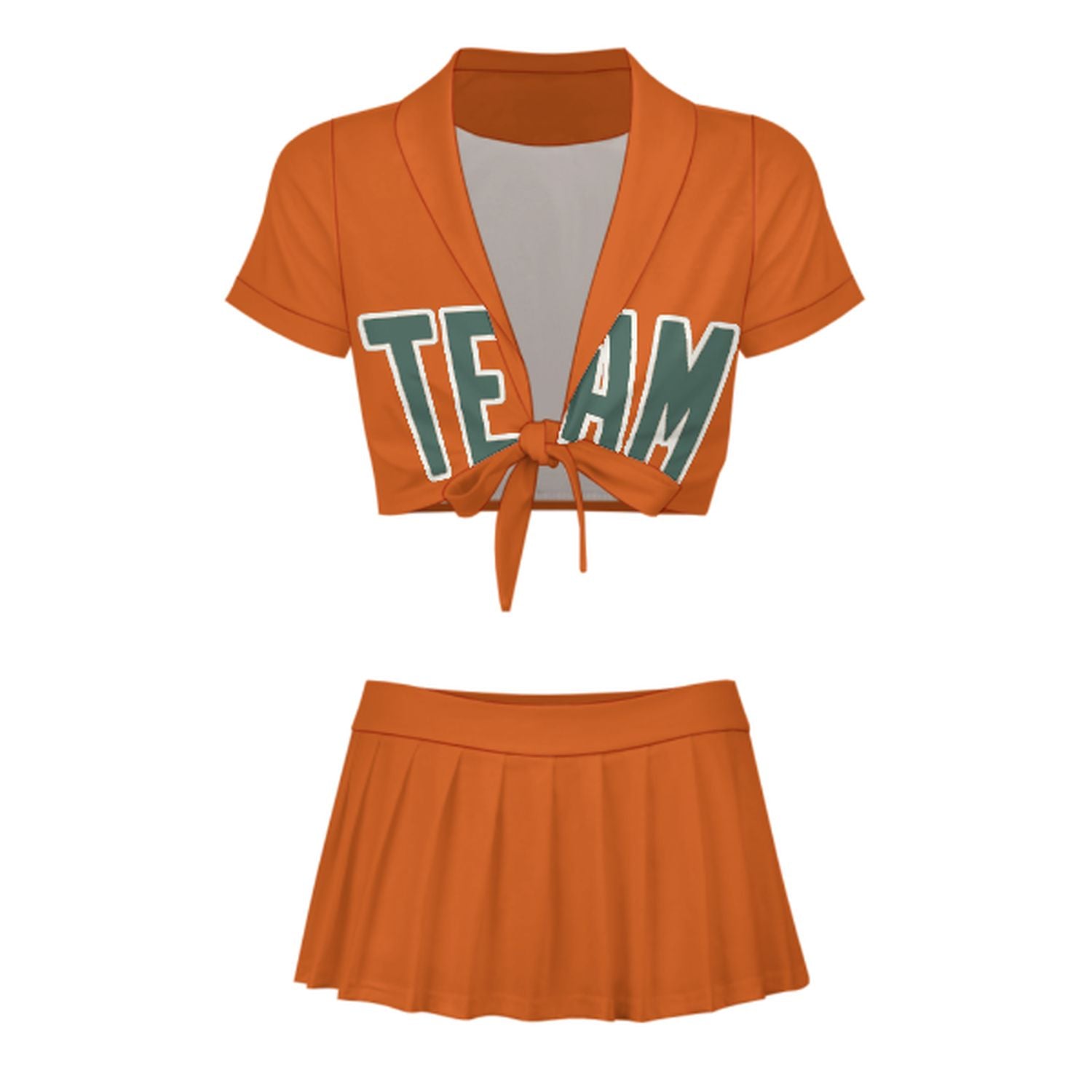Maßgeschneidertes Orange Blaugrün Cheerleader Outfit Set