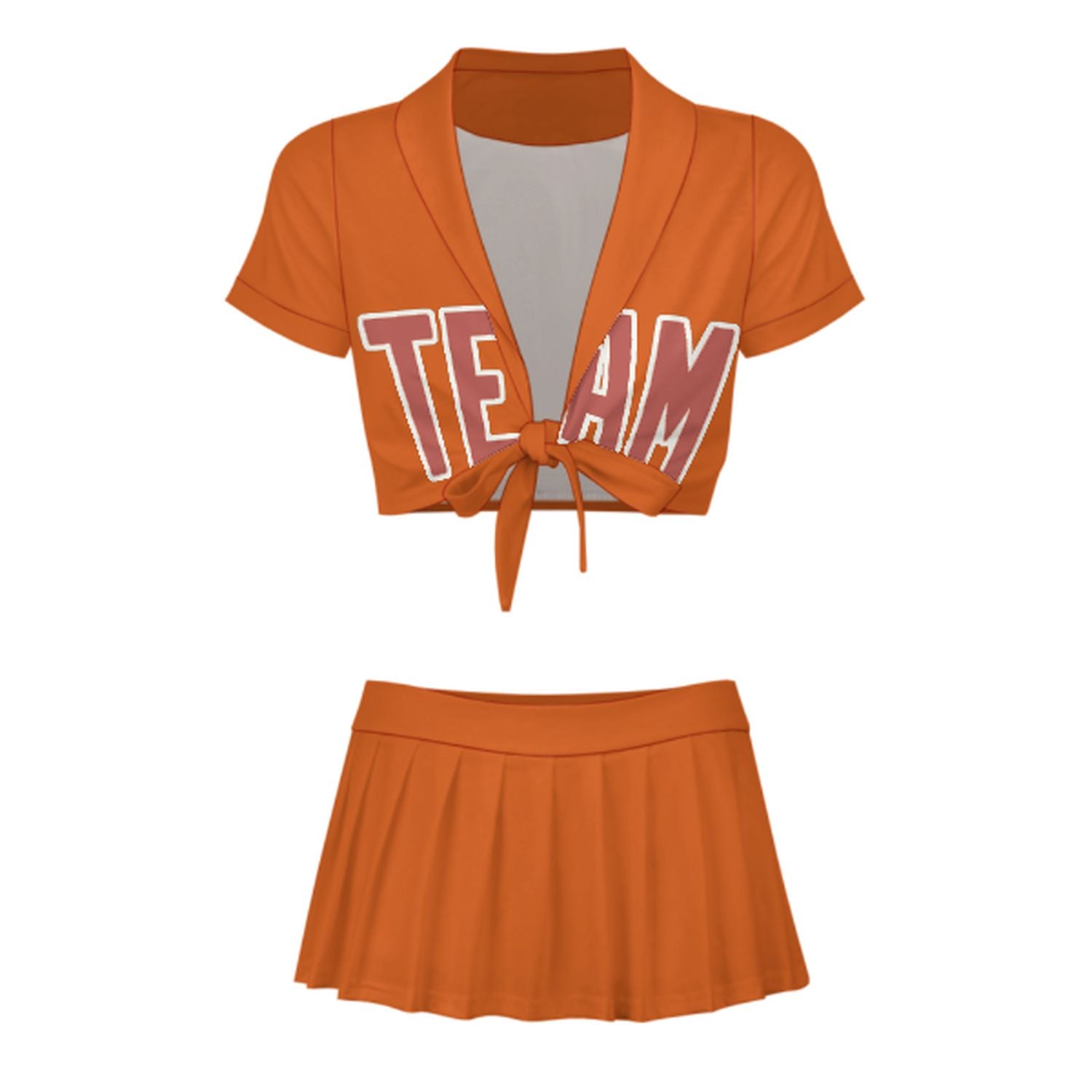 Maßgeschneidertes Orange Kupferrose Cheerleader Outfit Set