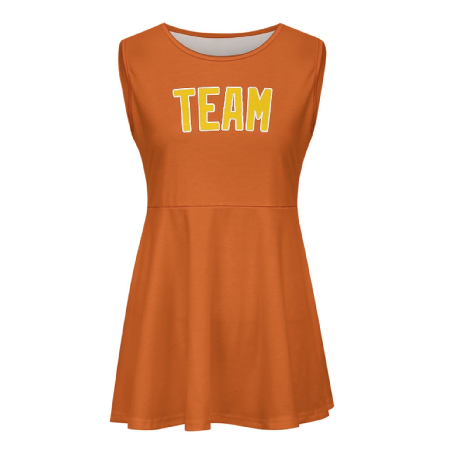 Abito da cheerleader arancione e oro personalizzato