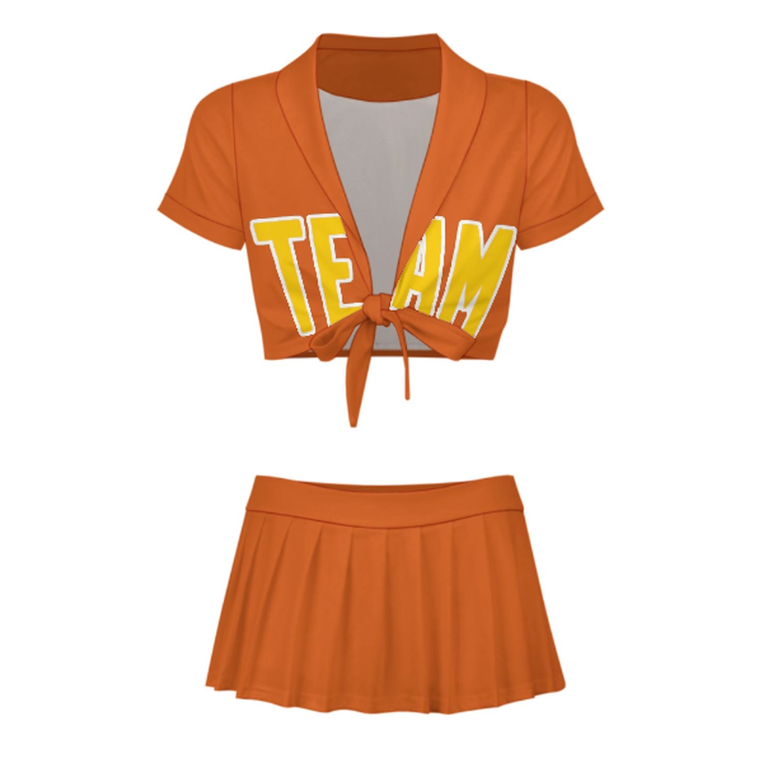 Maßgeschneidertes Orange Gold Cheerleader Outfit Set