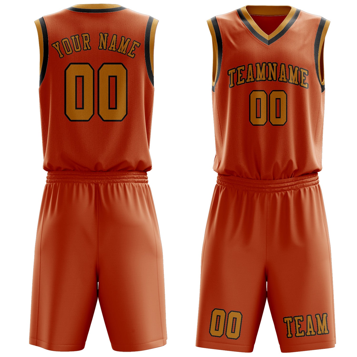 Benutzerdefiniertes Professionelles Orange Gelb Basketballtrikot-Set
