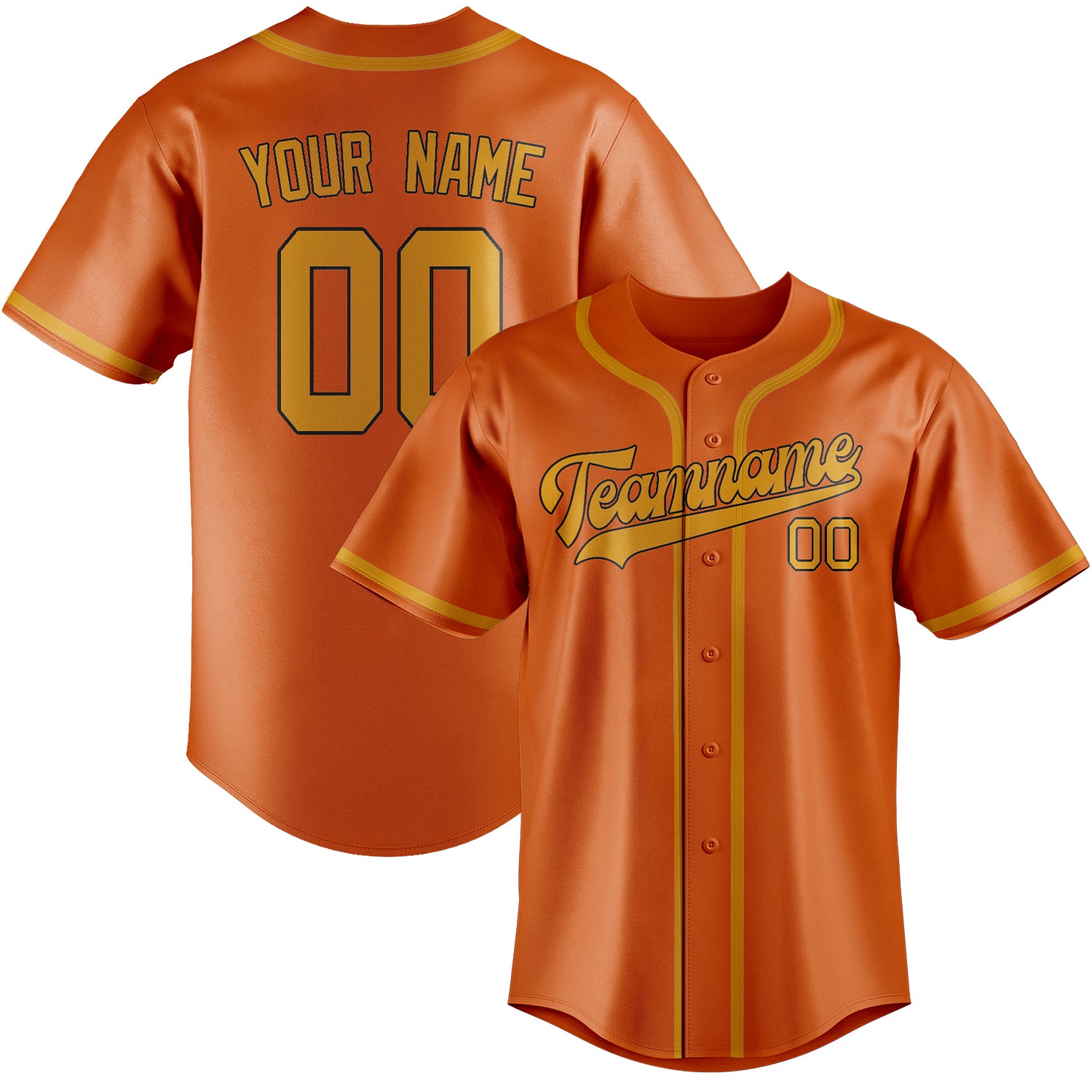 Benutzerdefiniertes Professionelles Orange Gelb Baseballtrikot