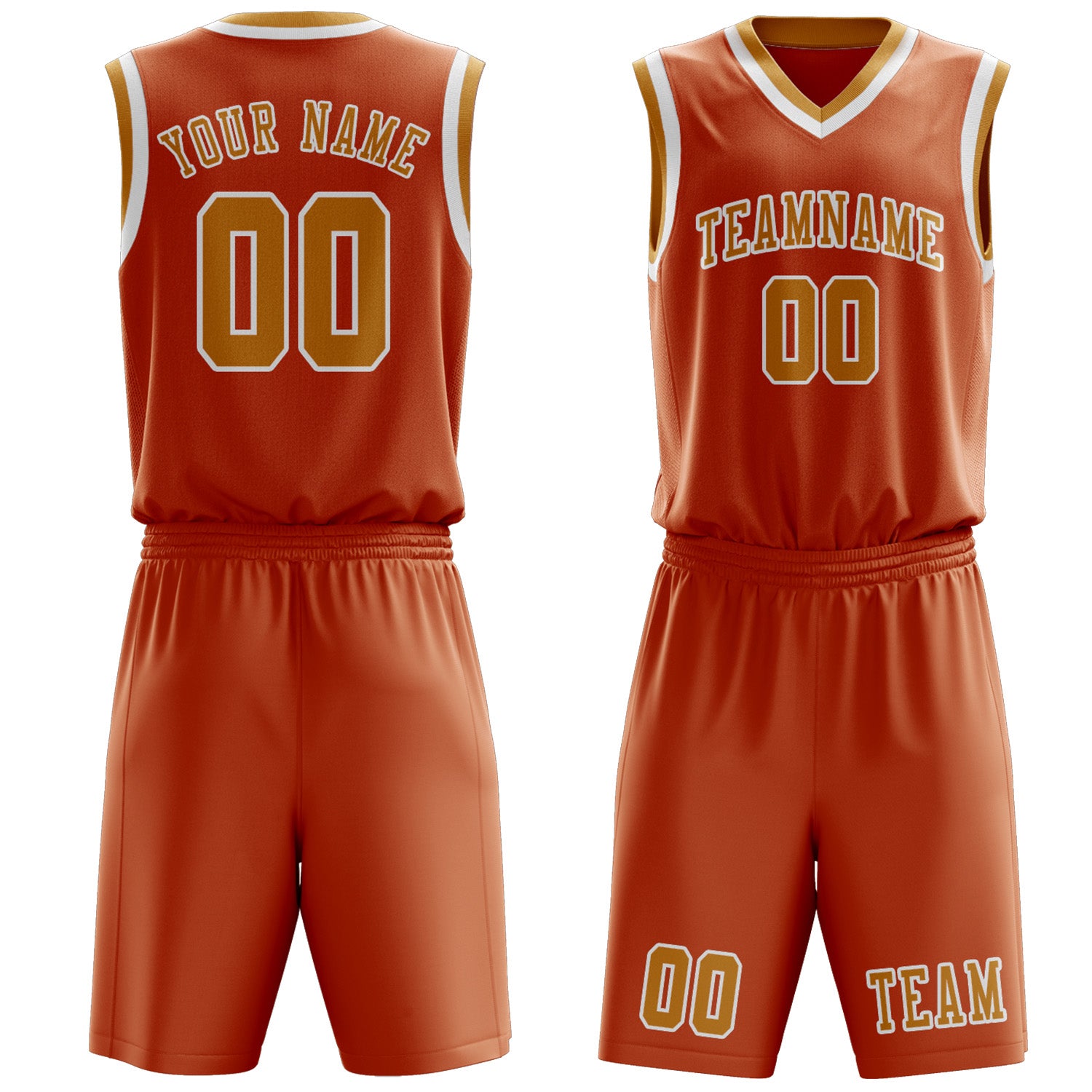 Benutzerdefiniertes Professionelles Orange Gelb Basketballtrikot-Set