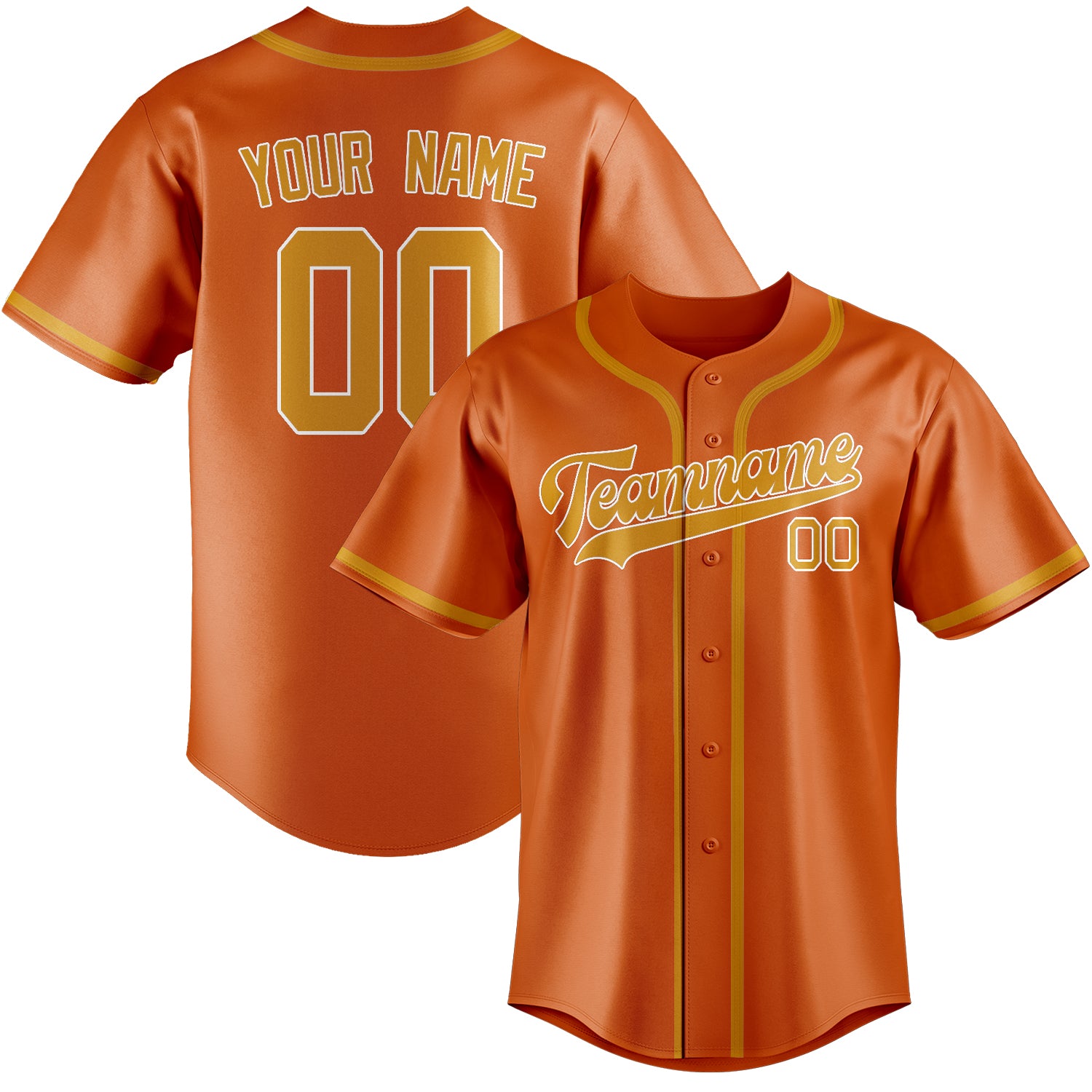 Benutzerdefiniertes Professionelles Orange Gelb Baseballtrikot