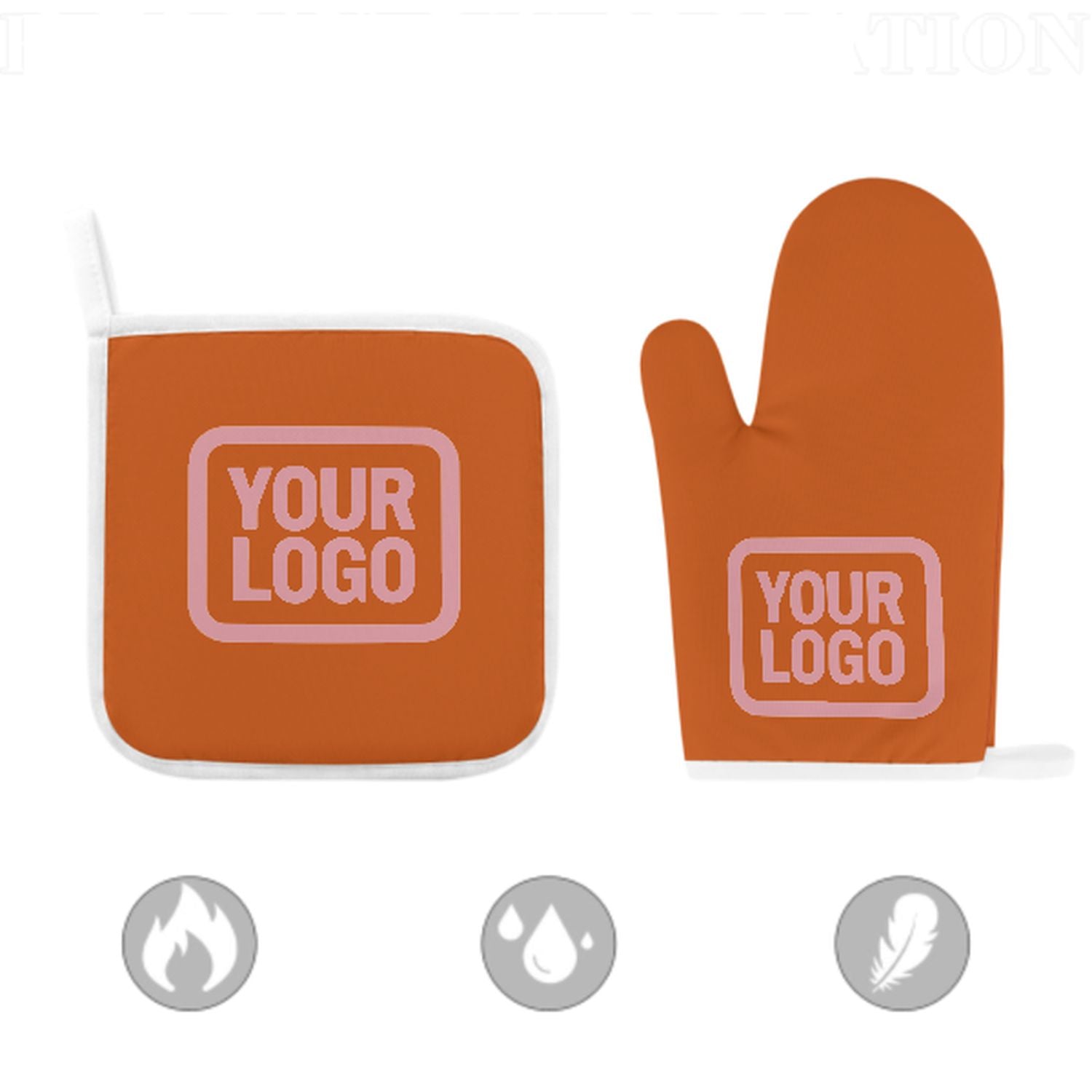 Maßgeschneidertes Orange  Rosa Topfhandschuh Set – 2-teilig