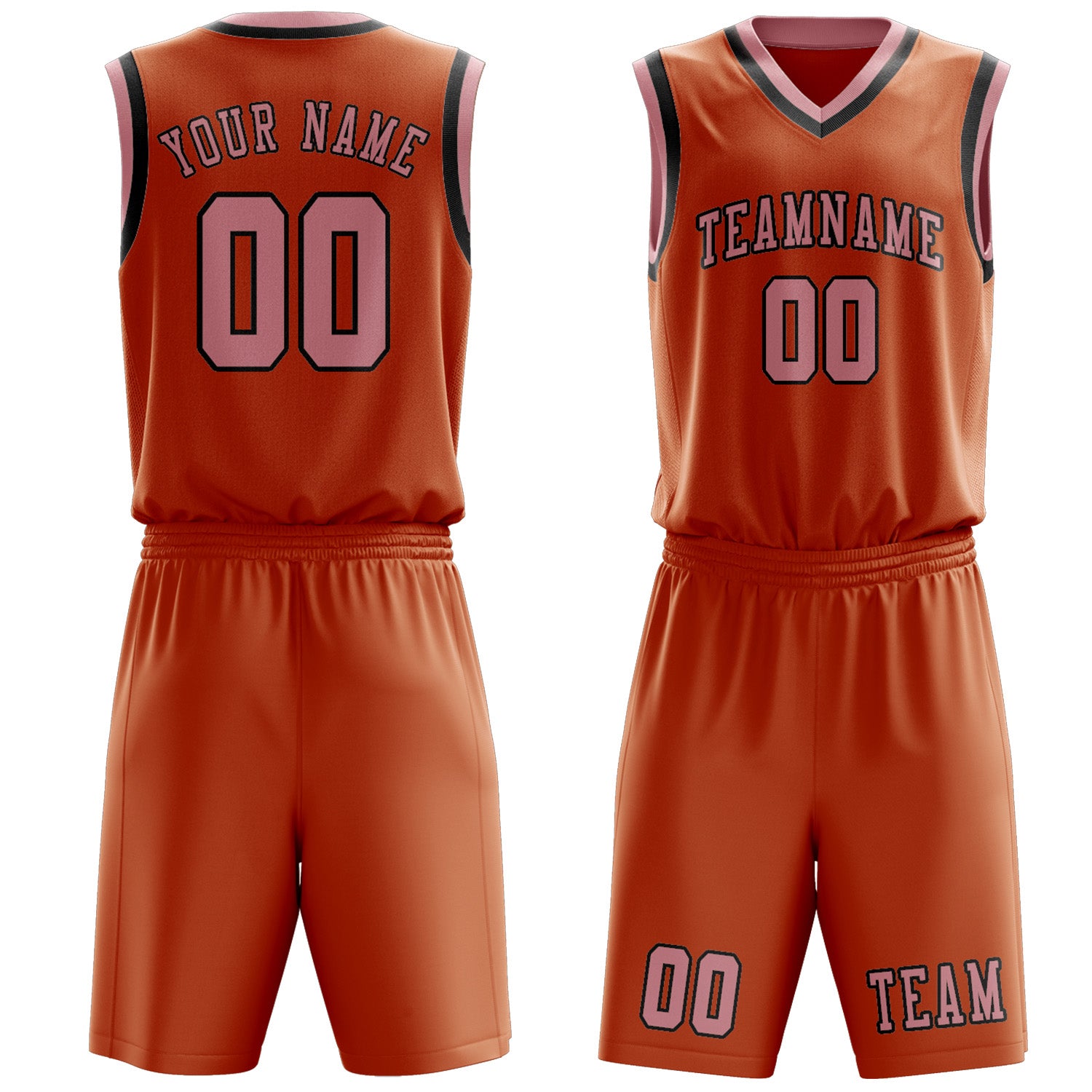 Benutzerdefiniertes Professionelles Orange Rosa Basketballtrikot-Set