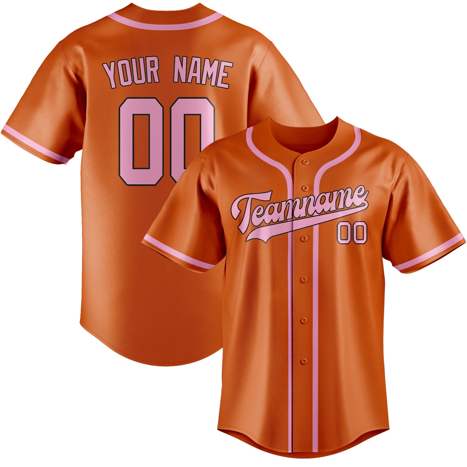 Benutzerdefiniertes Professionelles Orange Rosa Baseballtrikot
