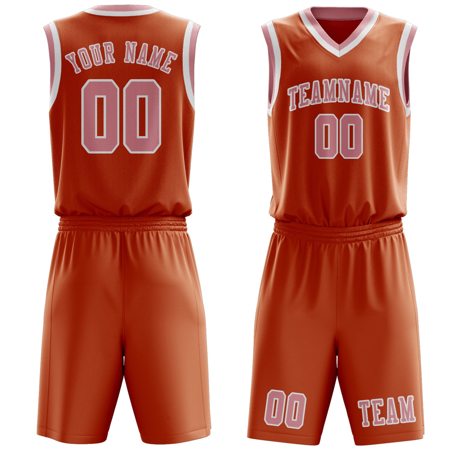 Benutzerdefiniertes Professionelles Orange Rosa Basketballtrikot-Set