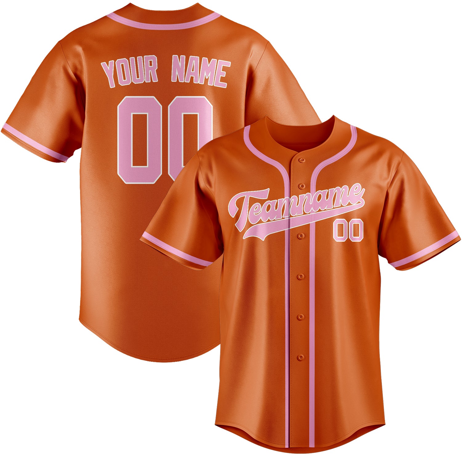 Benutzerdefiniertes Professionelles Orange Rosa Baseballtrikot