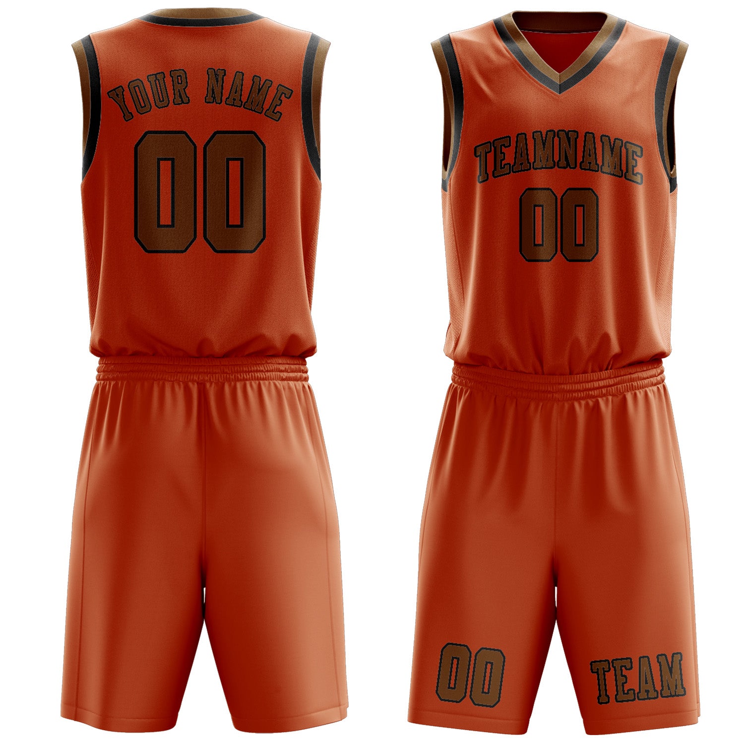 Benutzerdefiniertes Professionelles Orange Khaki Basketballtrikot-Set