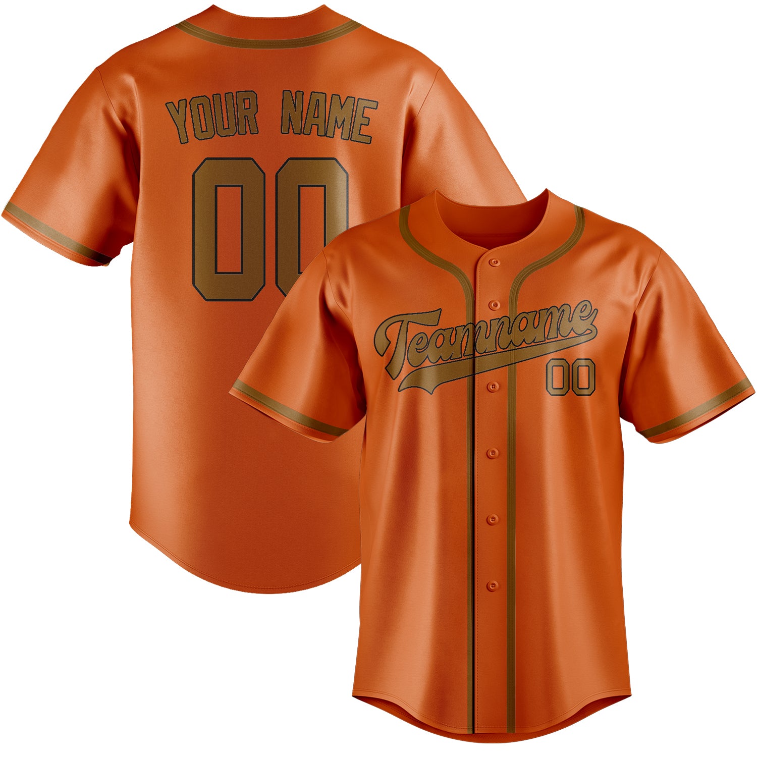 Benutzerdefiniertes Professionelles Orange Khaki Baseballtrikot