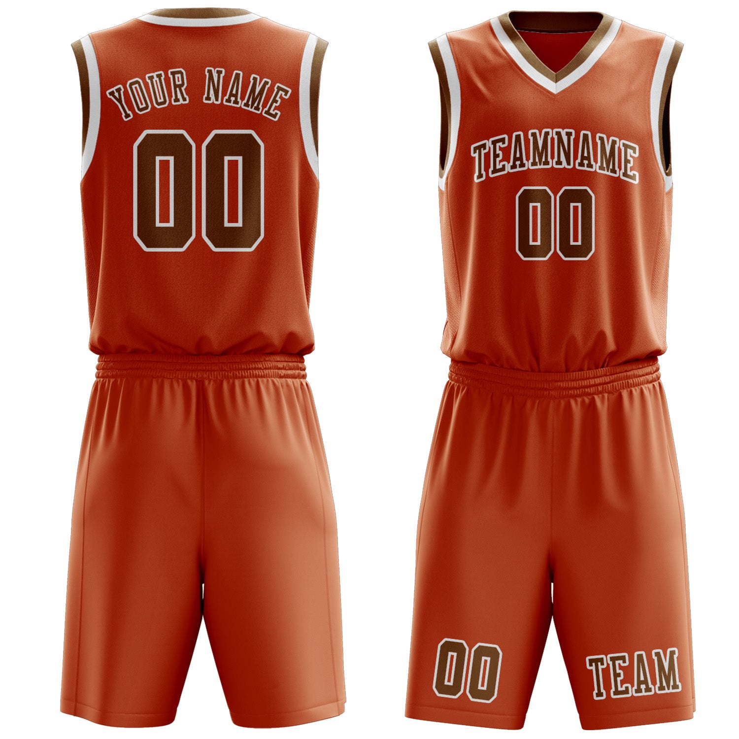 Benutzerdefiniertes Professionelles Orange Khaki Basketballtrikot-Set