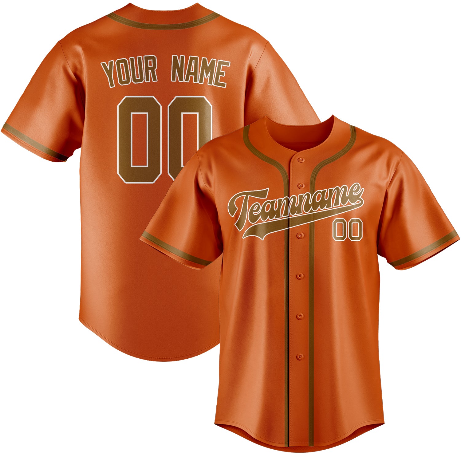 Benutzerdefiniertes Professionelles Orange Khaki Baseballtrikot