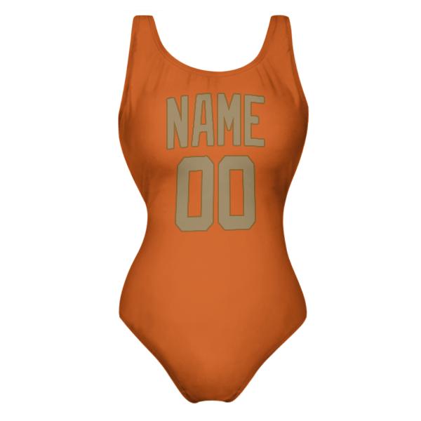 Maßgeschneidertes Orange Hellkhaki Badeanzug