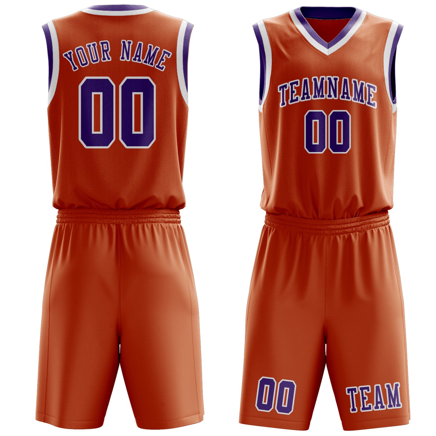 Benutzerdefiniertes Professionelles Orange Lavendel Basketballtrikot-Set