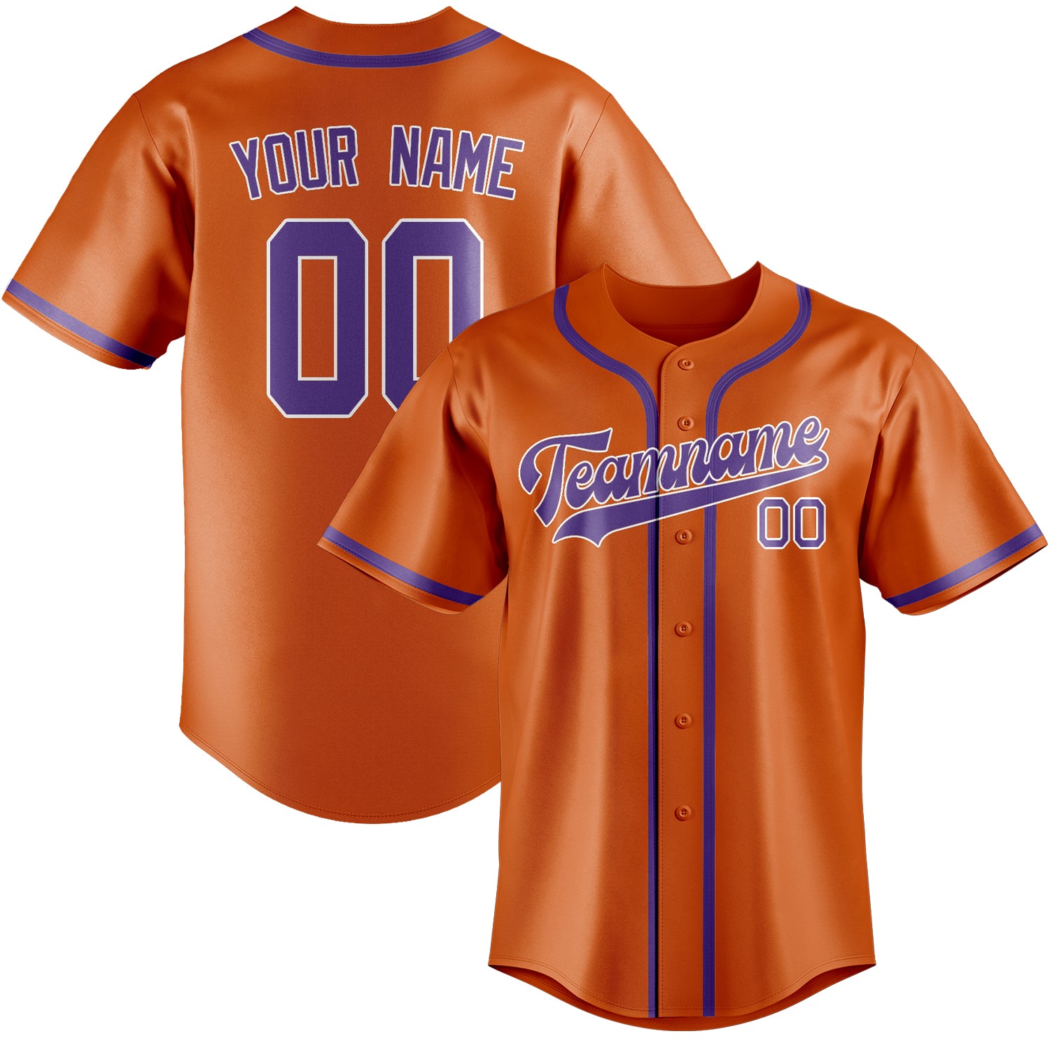 Benutzerdefiniertes Professionelles Orange Lavendel Baseballtrikot